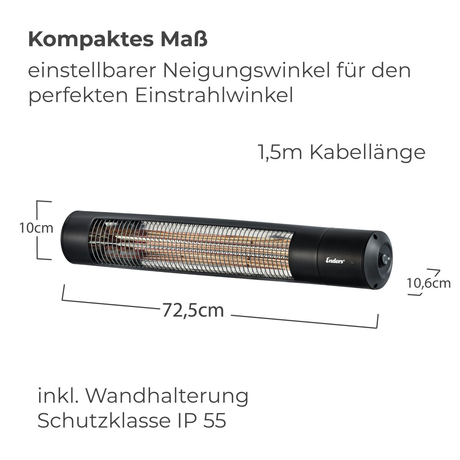 Enders® Terrassenstrahler Enders Elektro Heizstrahler Wandheizstrahler Oxeo mit Fernbedienung