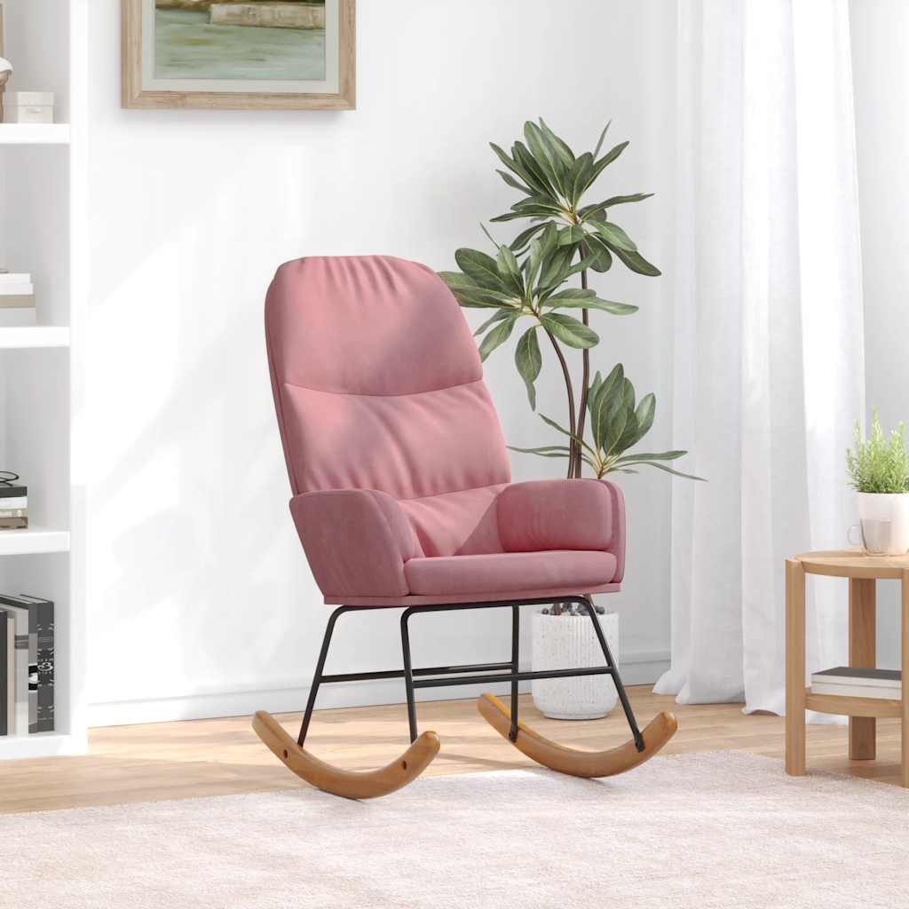 vidaXL Schaukelstuhl Schaukelstuhl Rosa Samt (1 St)