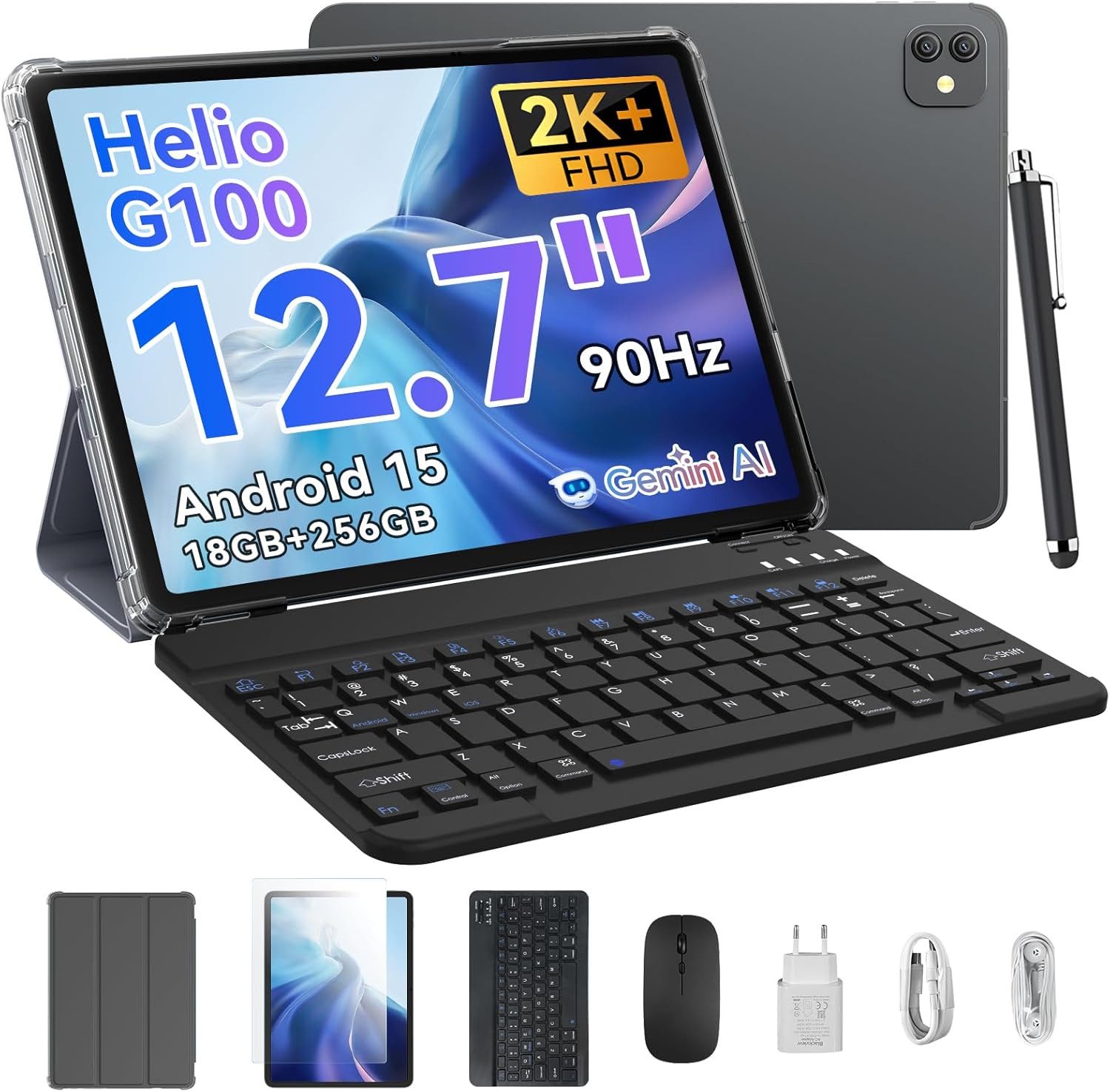 blackview 12.7" Link 8 2,4K+ 90Hz Android 15 Tablet (12.7", 256 GB, Android 15, 4G LTE, 13 zoll, Android 15, 8400mAh, G100, 256GB)