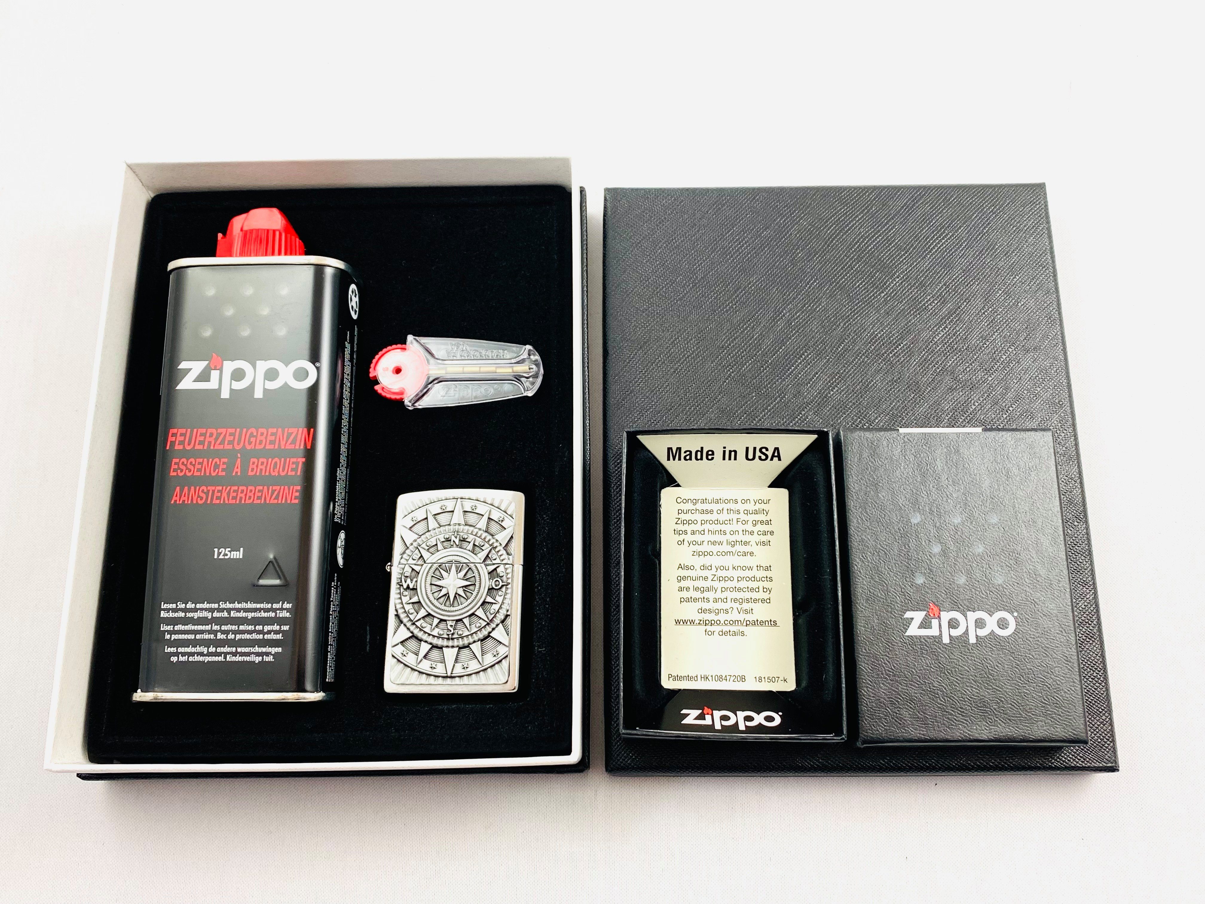 Zippo Feuerzeug Kompass Emblem Geschenkset Sturmfeuerzeug