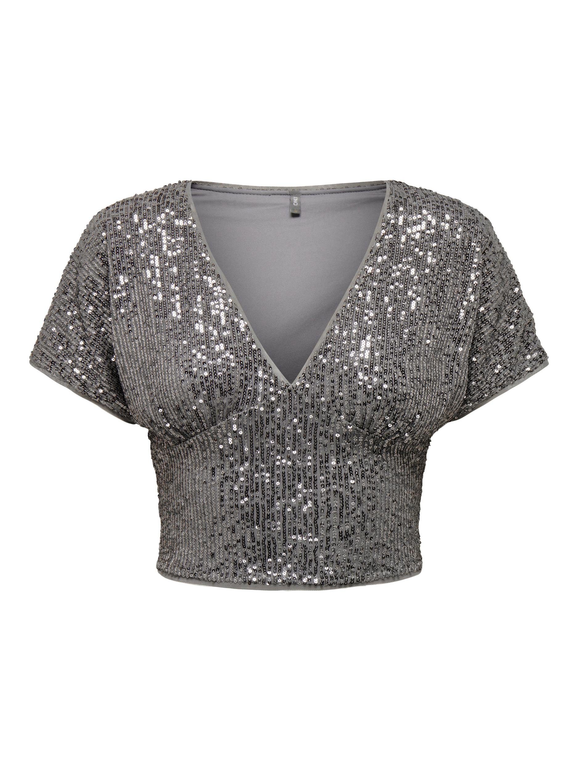 ONLY Langarmbluse ONLANA S/S SEQUINS JRS SHORT TOP