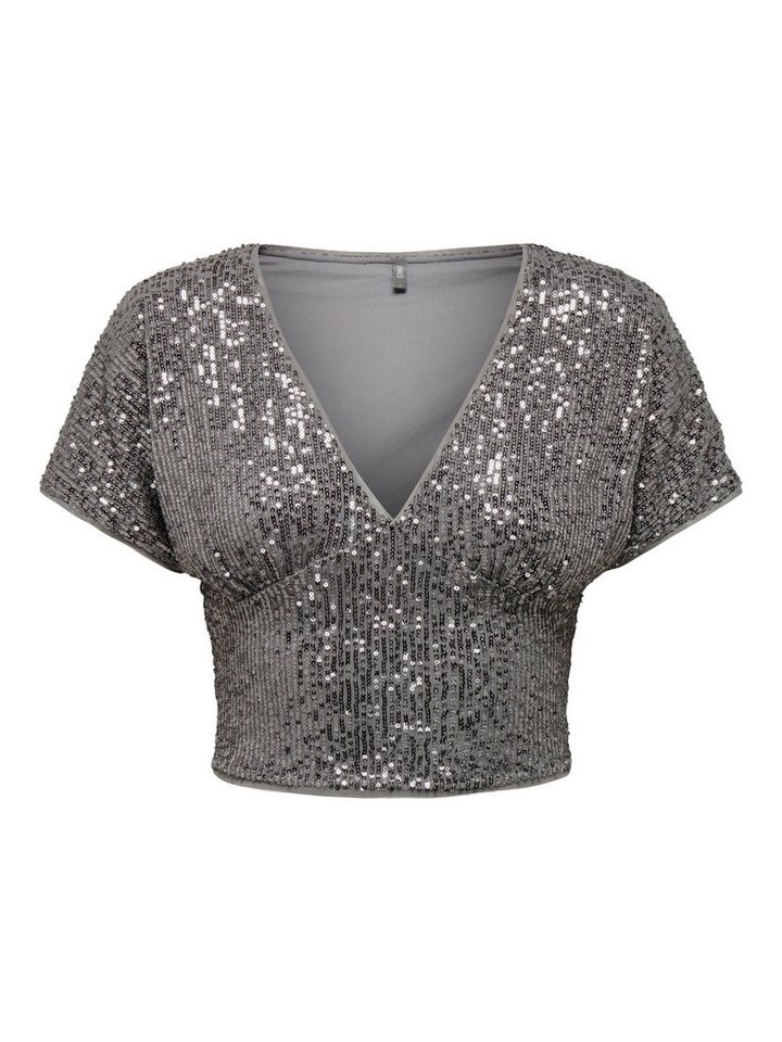 ONLY Langarmbluse ONLANA S/S SEQUINS SHORT TOP JRS