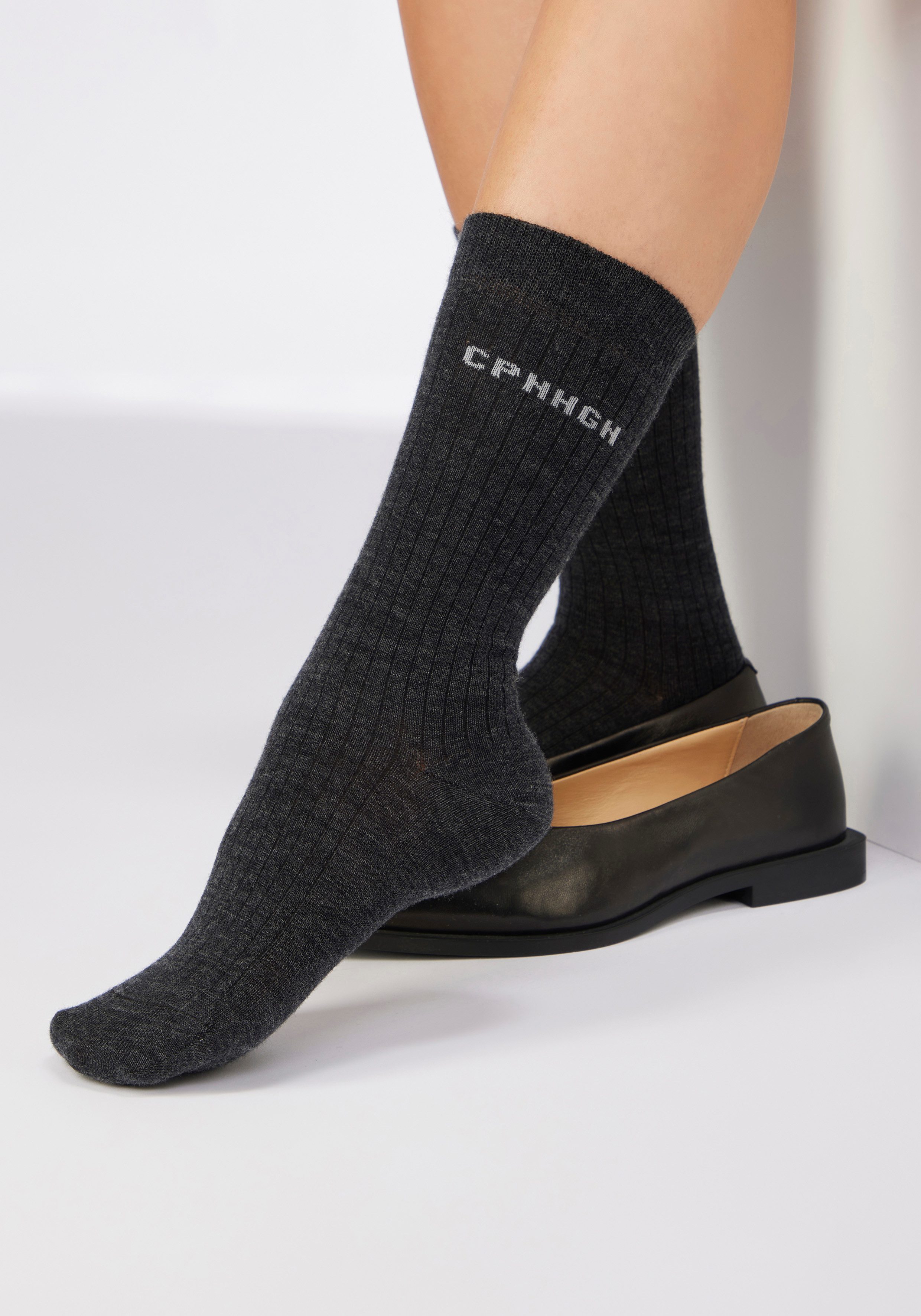 Copenhagen Studios Basicsocken (Packung, 2-Paar) gerippt, mit wärmender Wolle