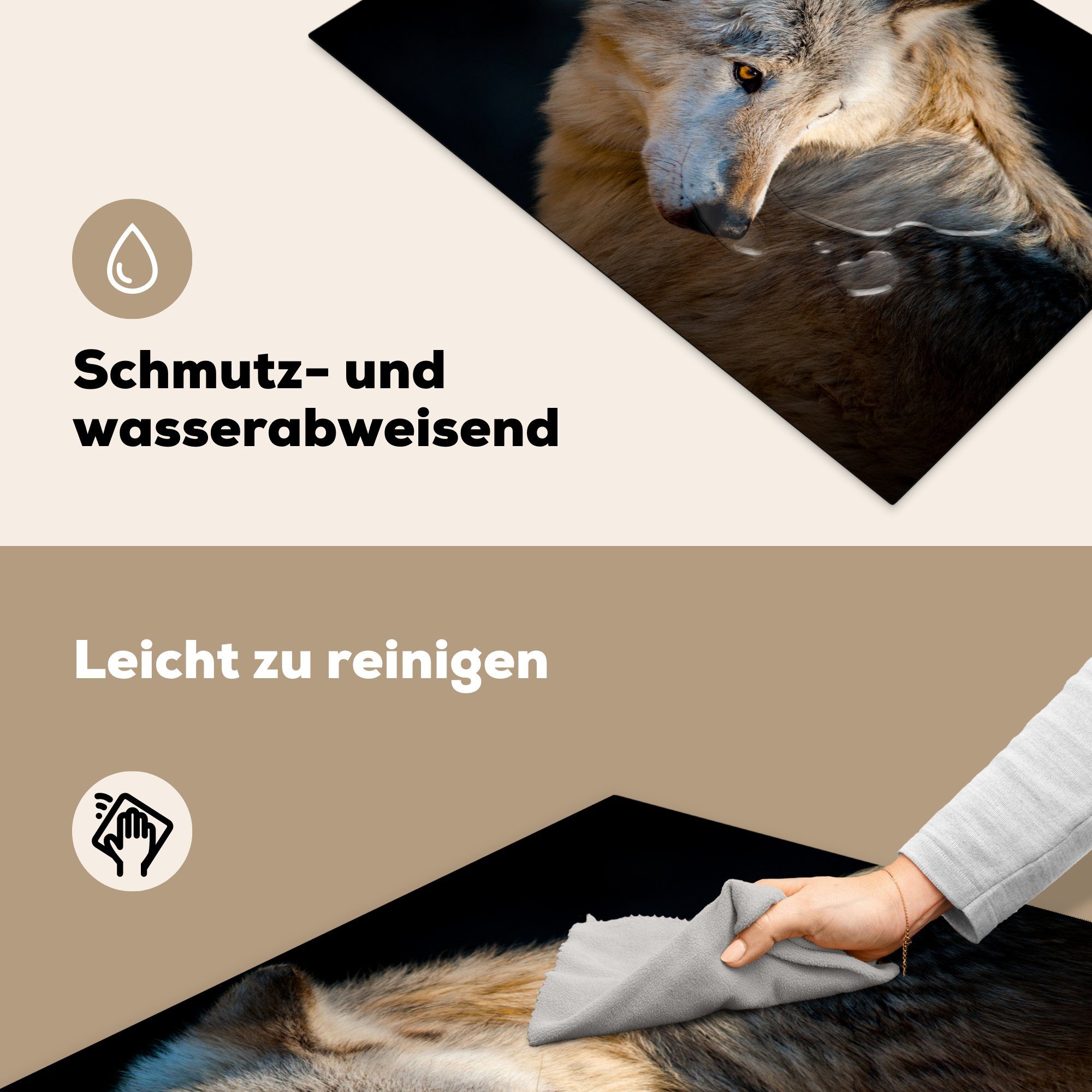MuchoWow Schutz Leichter Induktionskochfeld Ceranfeldabdeckung Polarwolf, (1 die Herdblende-/Abdeckplatte tlg), 81x52 für cm, Vinyl, küche,