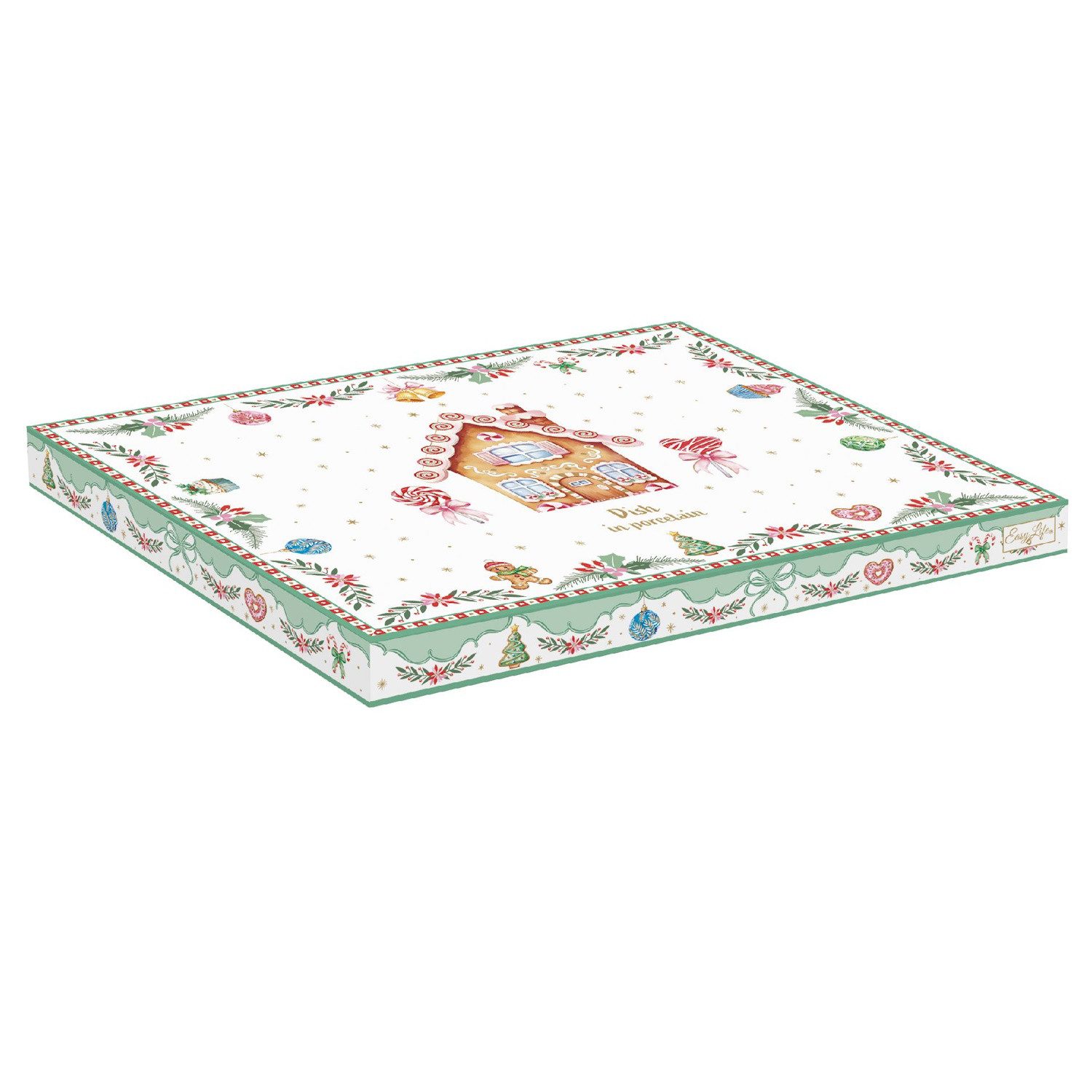 EasyLife Servierplatte Sweet Christmas, Porzellan, Spülmaschinengeeignet, Mehrfarbig, Tannenbaum, H: cm