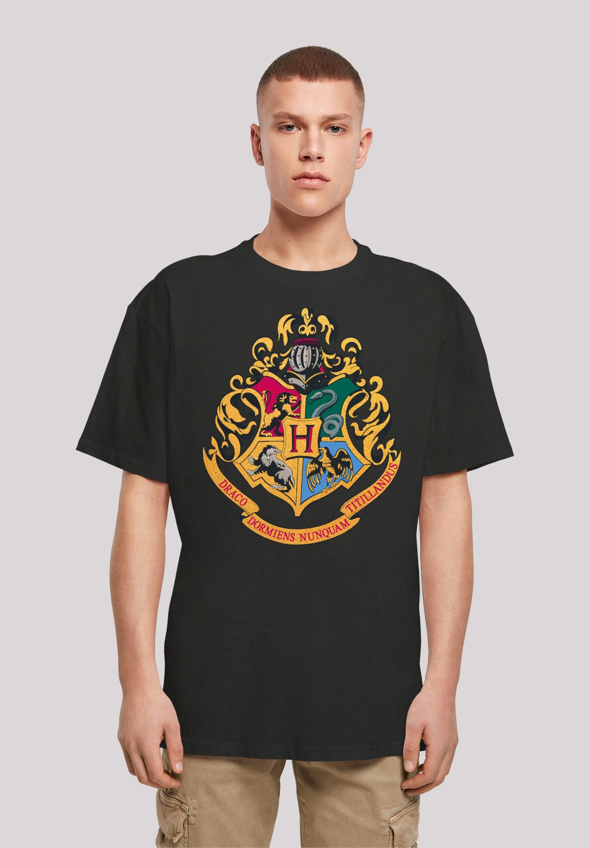 F4NT4STIC T-Shirt Potter Hogwarts Harry Crest Print Gold