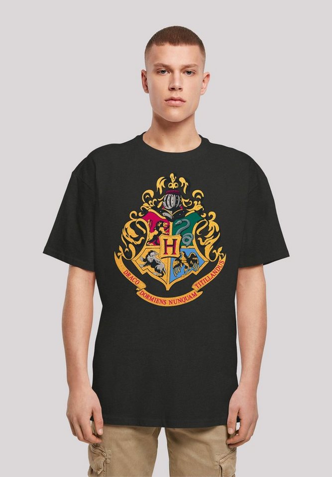 F4NT4STIC T-Shirt Harry Potter Hogwarts Crest Gold Print, Fällt weit aus,  bitte eine Größe kleiner bestellen