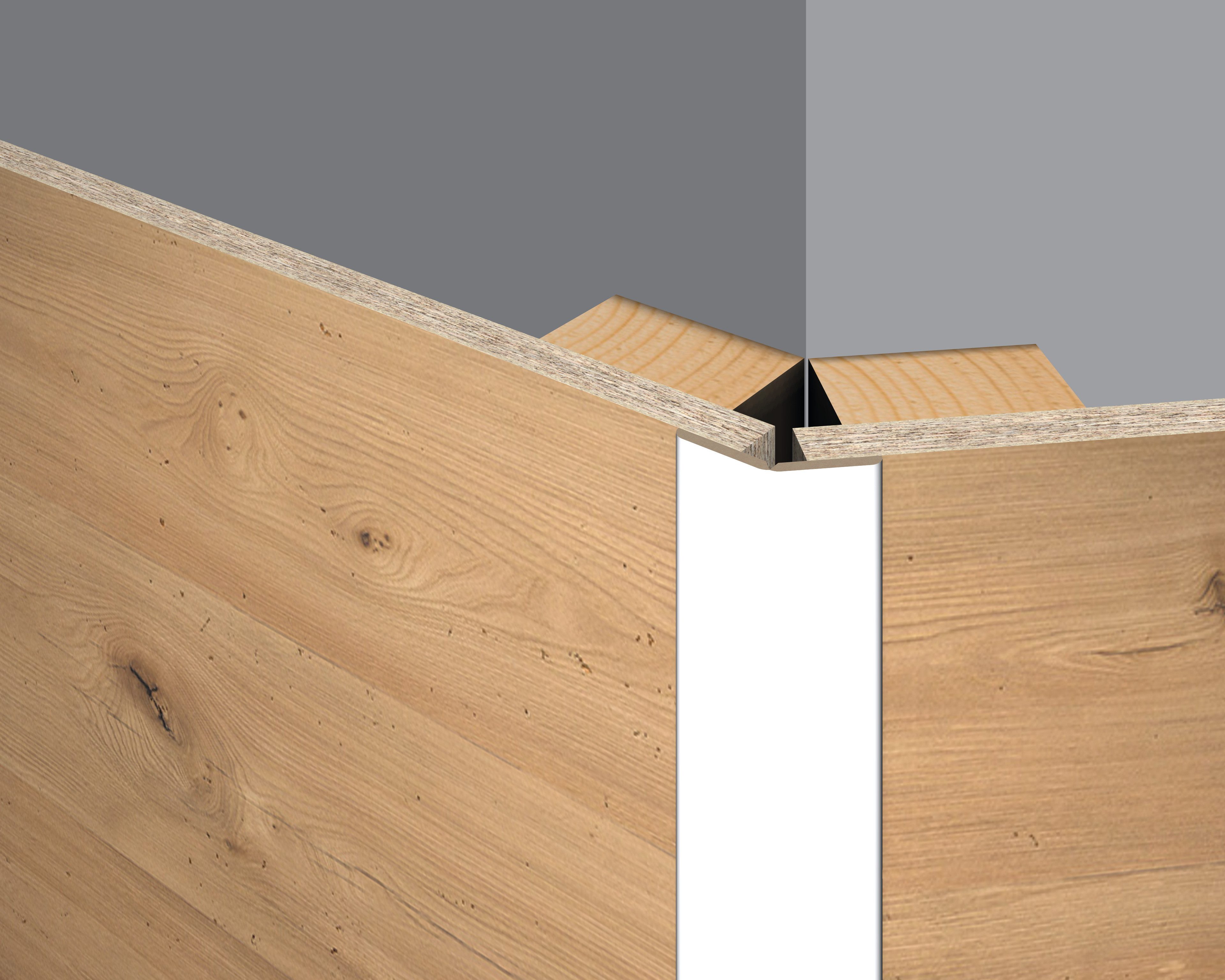 EGGER Abschlussleiste Faltleiste Decowall FL201 weiß, Kleben, Nageln, 1-St., 2400 x 22 x 22mm