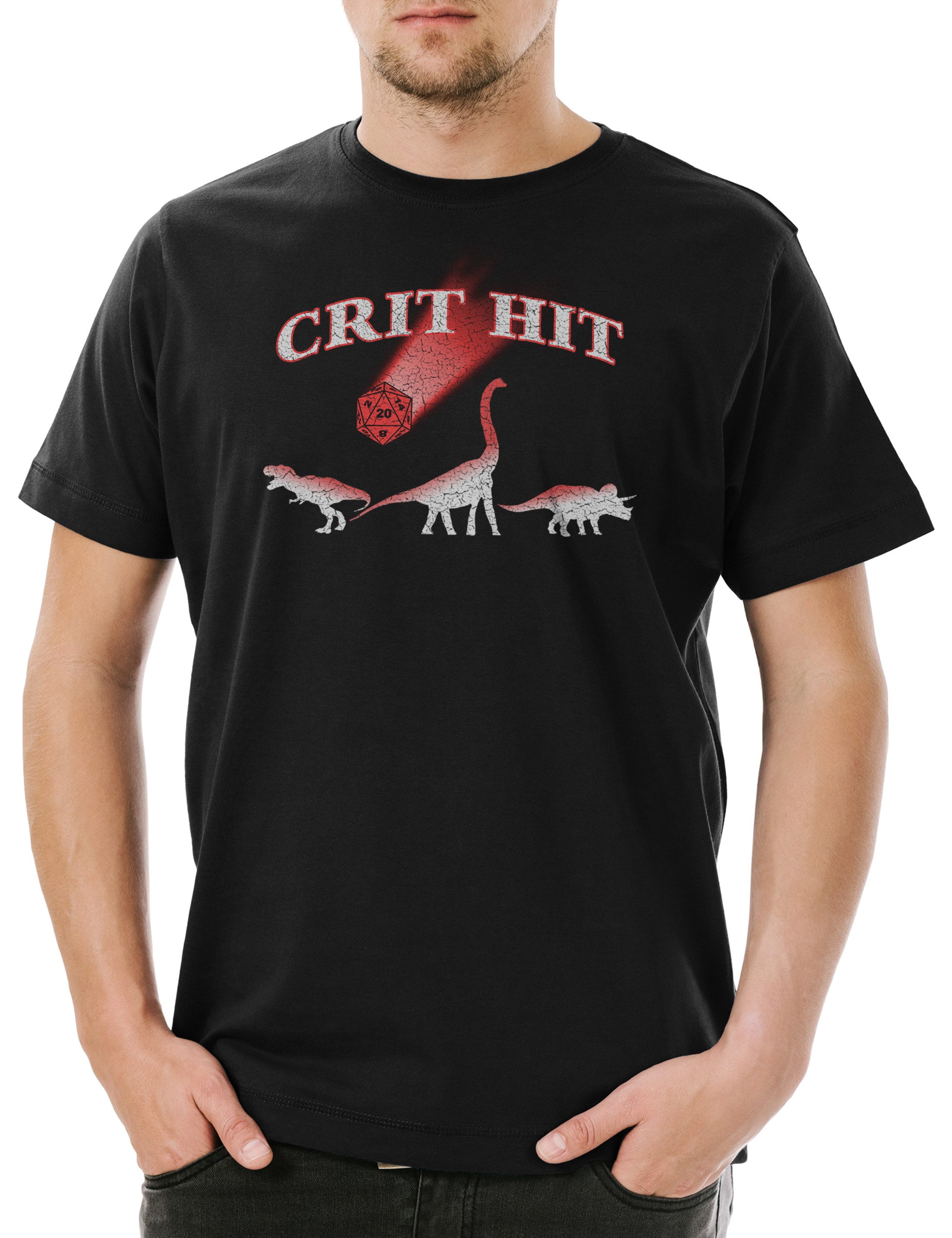 Print-Shirt Crit Hit Herren T-Shirt RPG Roleplay Dungeons MMORPG Online Dragons