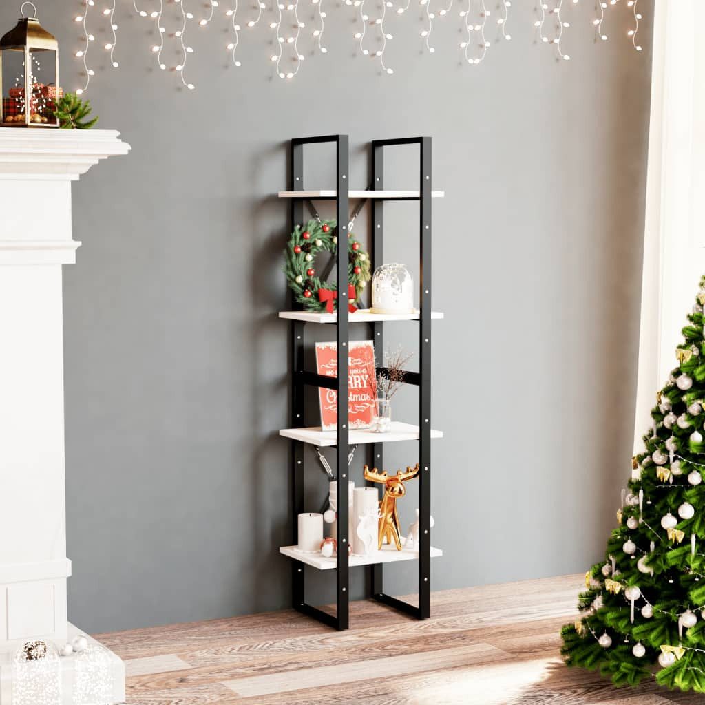 vidaXL Bücherregal NA Bücherregal 4 Fächer Weiß 40x30x140 cm Kiefer Massivholz