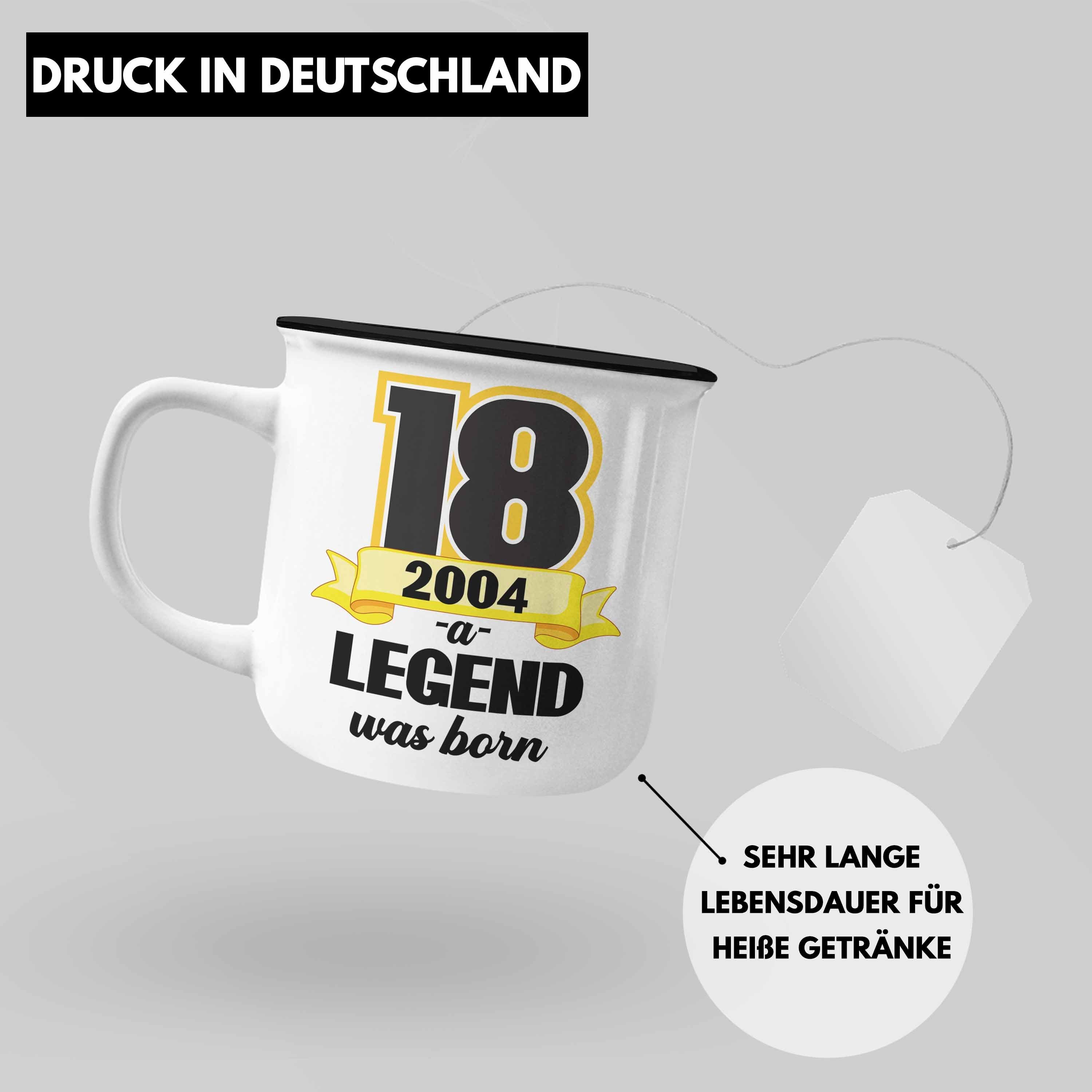 Mädchen Geburtstag - Tasse Schwarz Geschenkideen 18. Geschenkidee zum 18er Trendation Geschenke Thermotasse Lustig 18 Emaille 18 Trendation Spruch Jungen Geschenk Bday