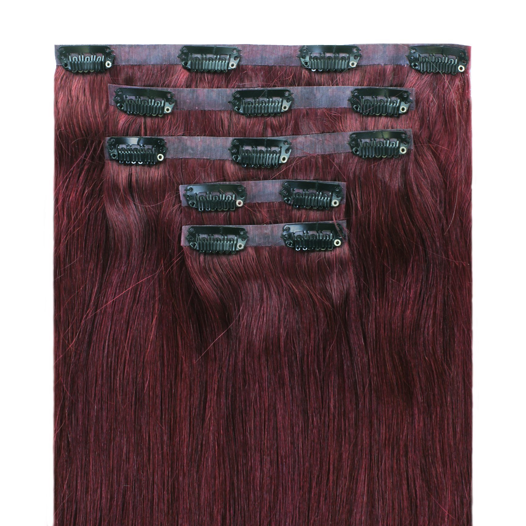 hair2heart Echthaar-Extension Seamless Clip Extensions #55/66 Hellbraun Violett 60cm