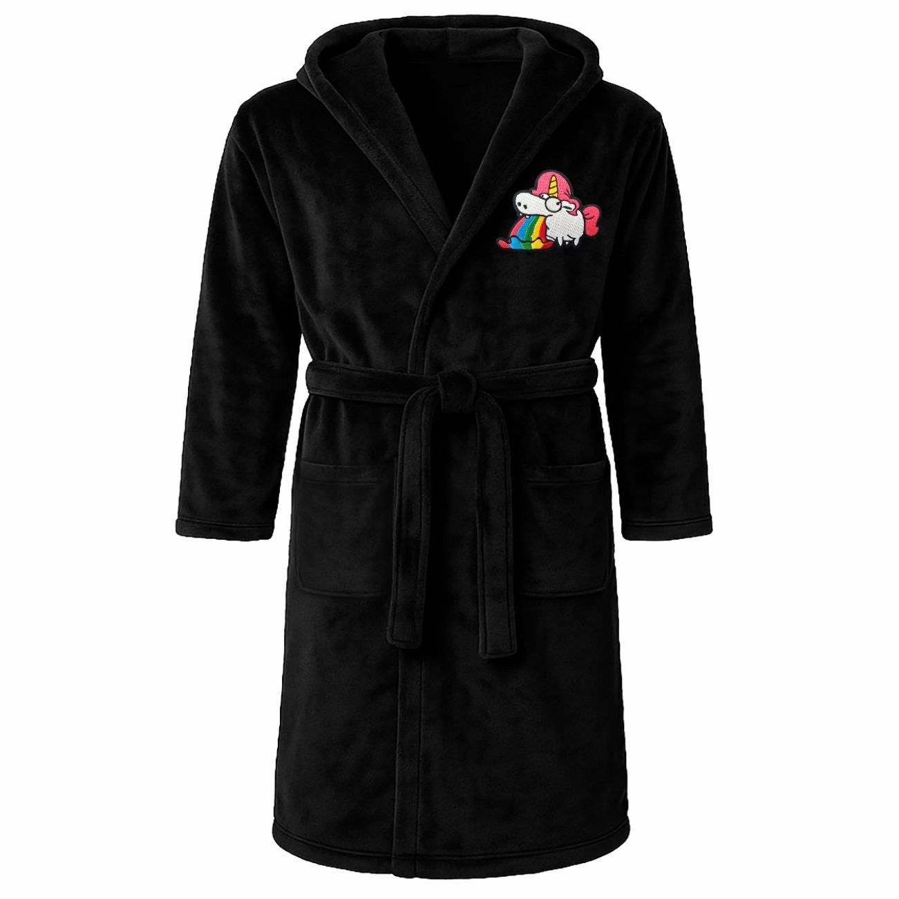 deinshirt Bademantel Einhorn mit Regenbogen Motiv, lange Länge, 100% Polyes günstig online kaufen