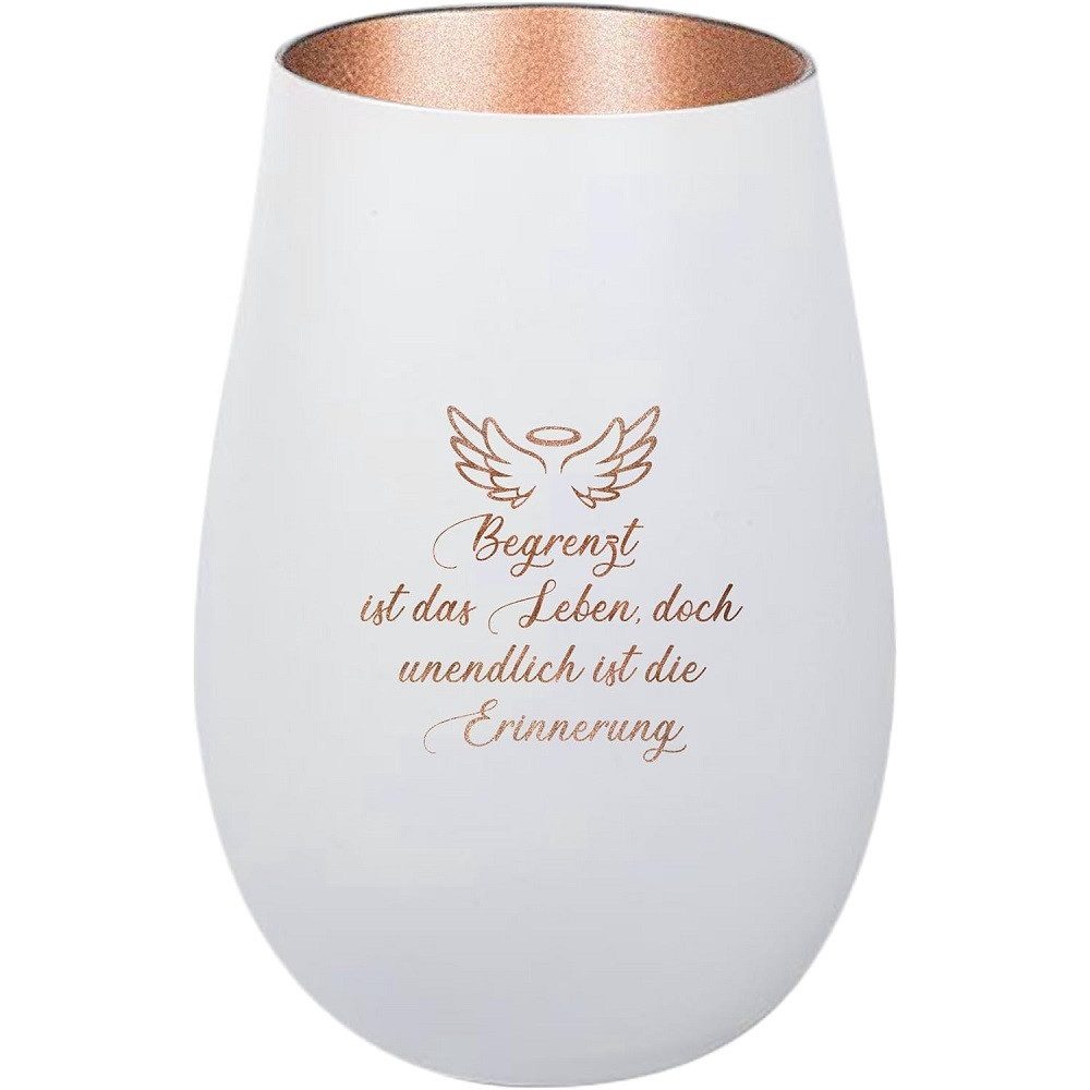 Der Porzellan-Laden Windlicht Windlicht mit Gravur: 'Begrenzt ist das Leben, doch unendlich ist die