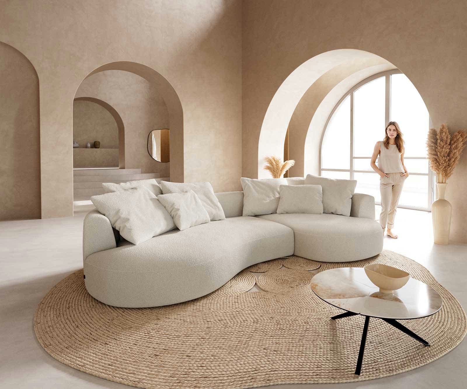 DELIFE Big-Sofa Edina, Bouclé Creme-Weiß 330x170 günstig online kaufen