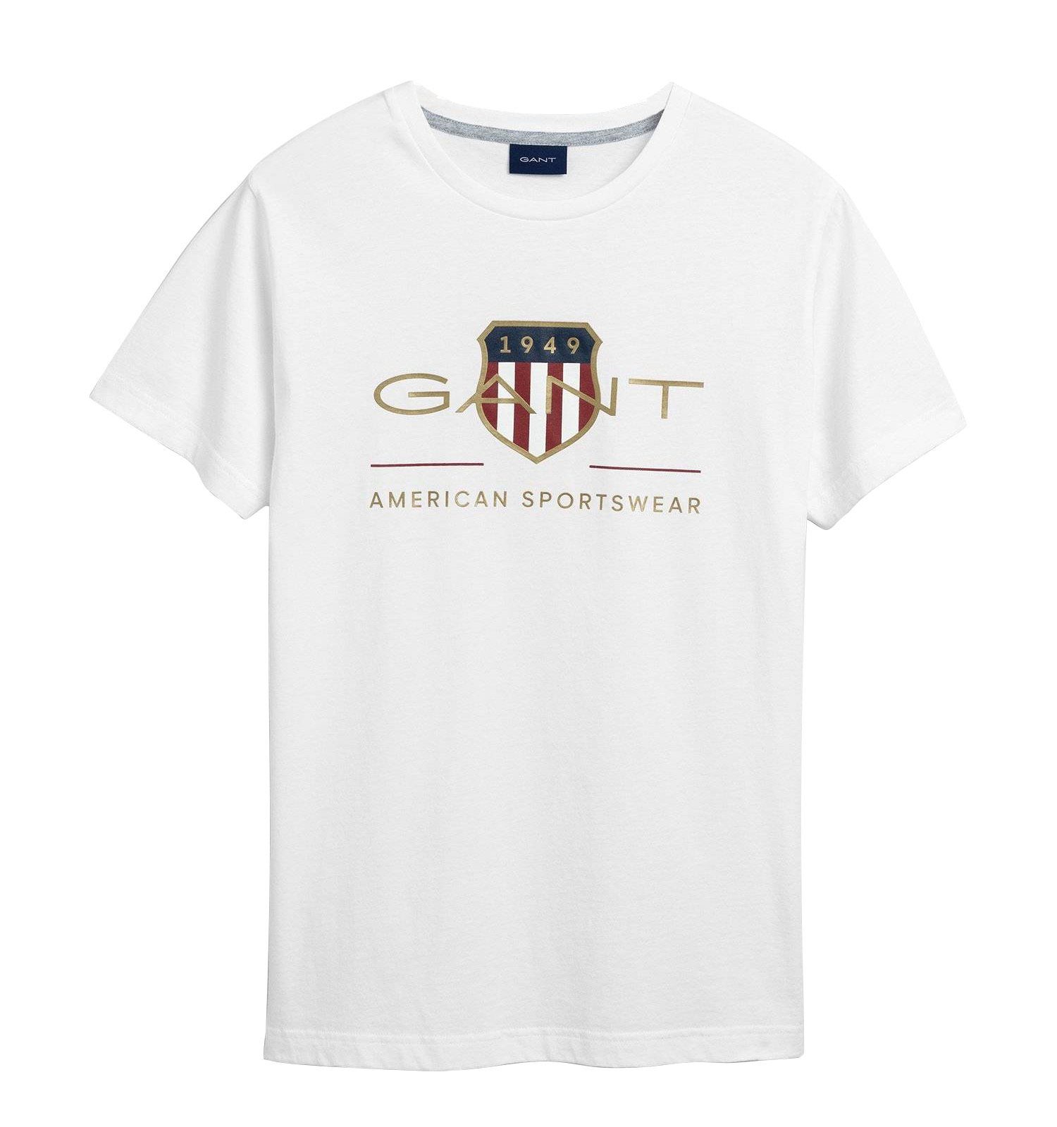 Gant T-Shirt Herren T-Shirt - D2. ARCHIVE SHIELD, Rundhals Weiß