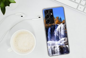 MuchoWow Handyhülle Wasserfall - Norwegen - Natur, Phone Case, Handyhülle Samsung Galaxy S21 Ultra, Silikon, Schutzhülle