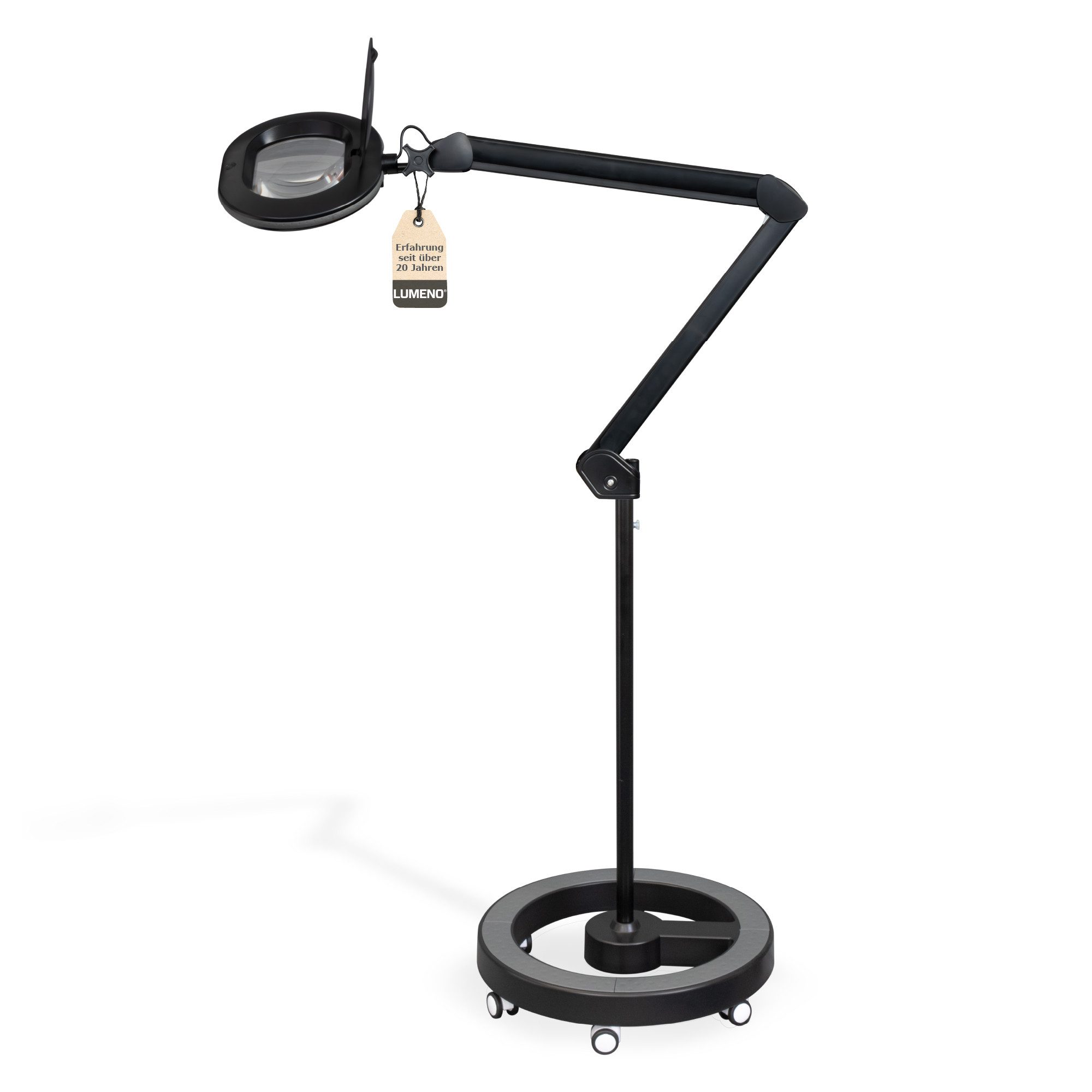 Lumeno Lupenlampe 861XGR Lupenleuchte Lupenlampe mit ovaler Echtglaslinse kristallklar, LED fest integriert, Kaltweiß, 6500 K