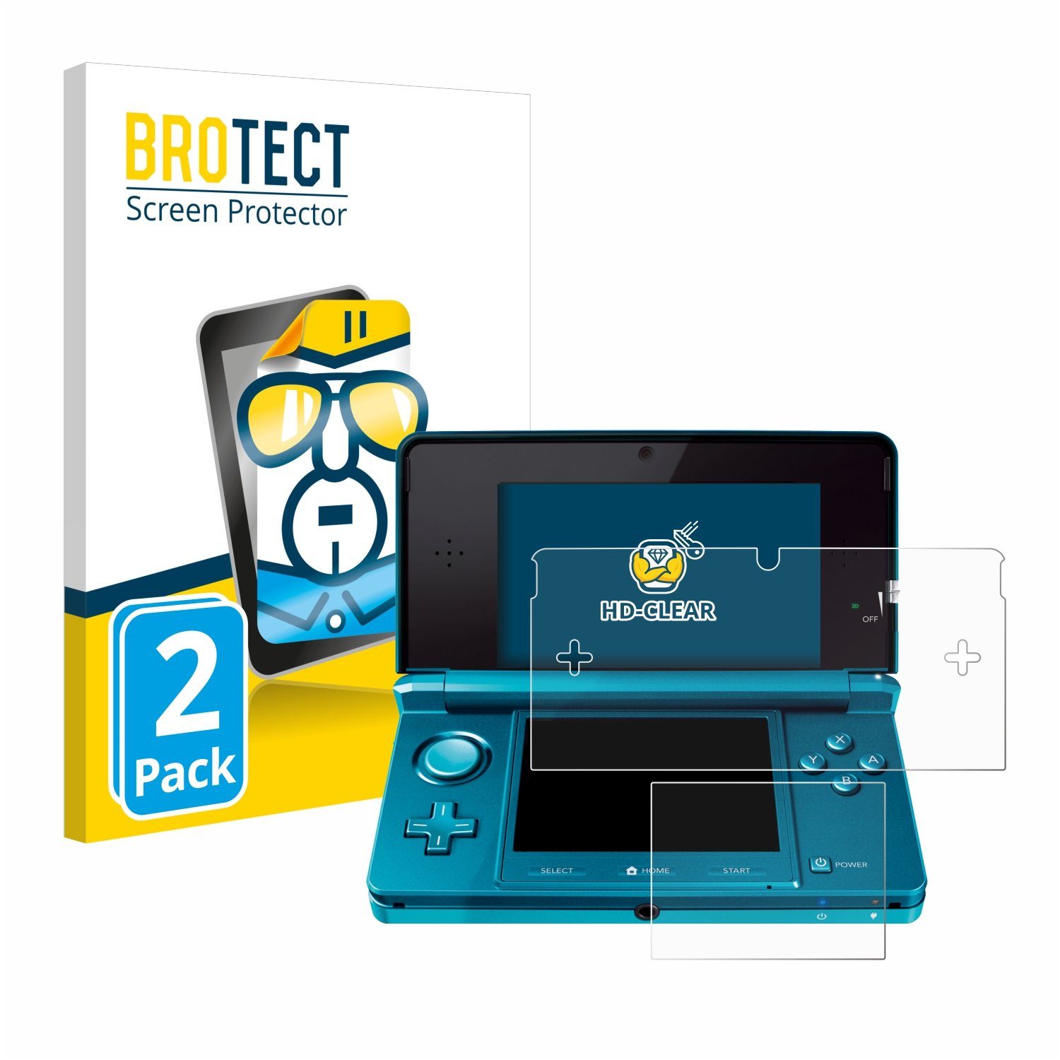 BROTECT Displayschutzfolie Schutzfolie für Nintendo 3DS, 2 Stück, Displayschutz Schutz Folie Klar Transparent