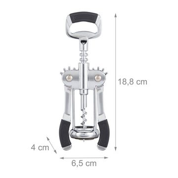 relaxdays Korkenzieher Hebelkorkenzieher mit Flaschenöffner