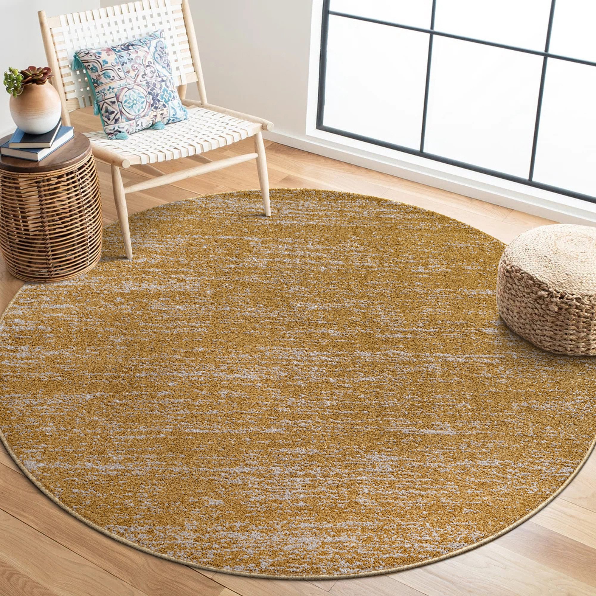 Sanat Teppich Oslo, auch als Läufer und in Rund, rund, Höhe: 10 mm, meliert, robuster Kurzflor, Wohnzimmer, Schlafzimmer, Kinderzimmer von Sanat