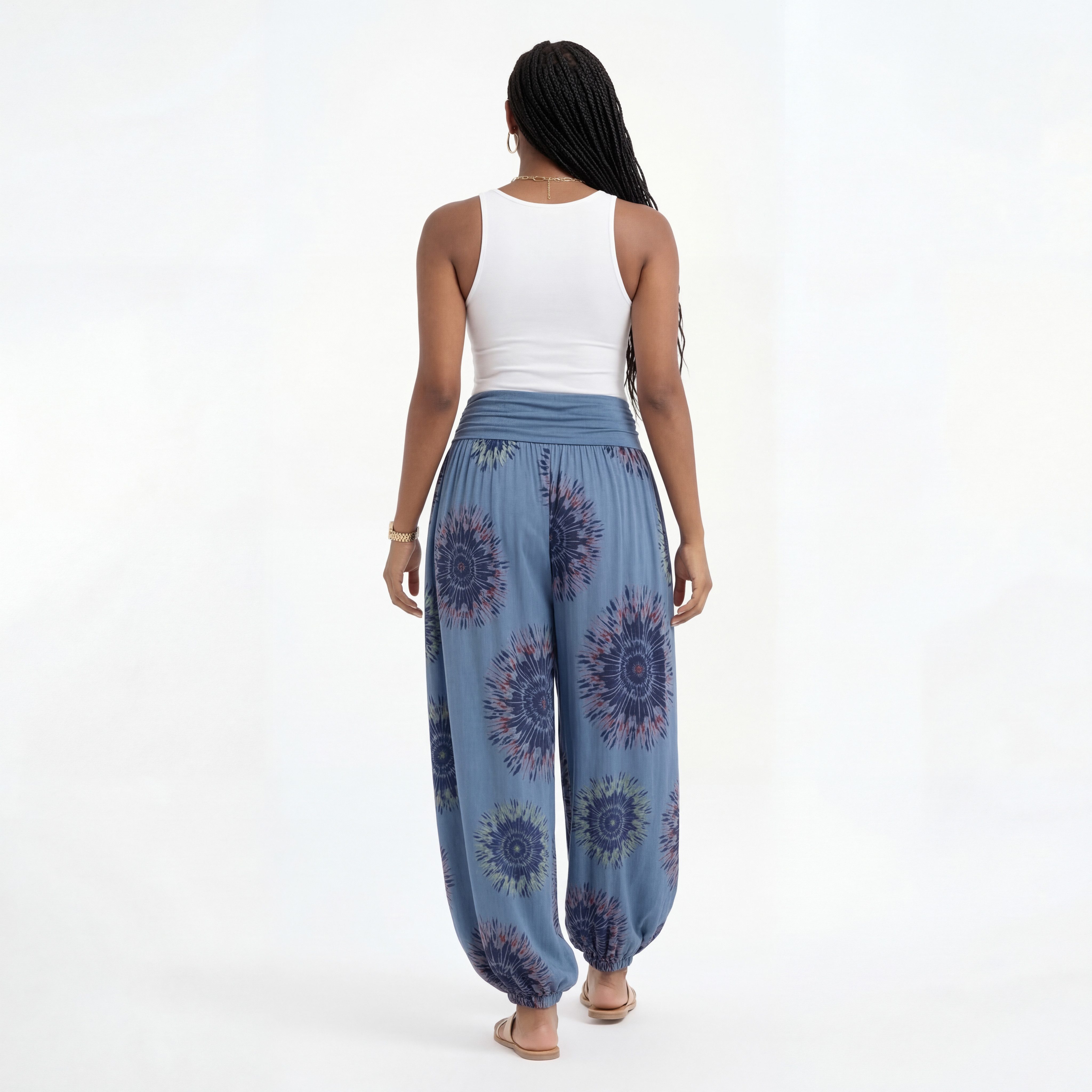 YC Fashion & Style Strandhose Haremshose mit Allover-Print und breitem Bund One Size mit elastischem Bund