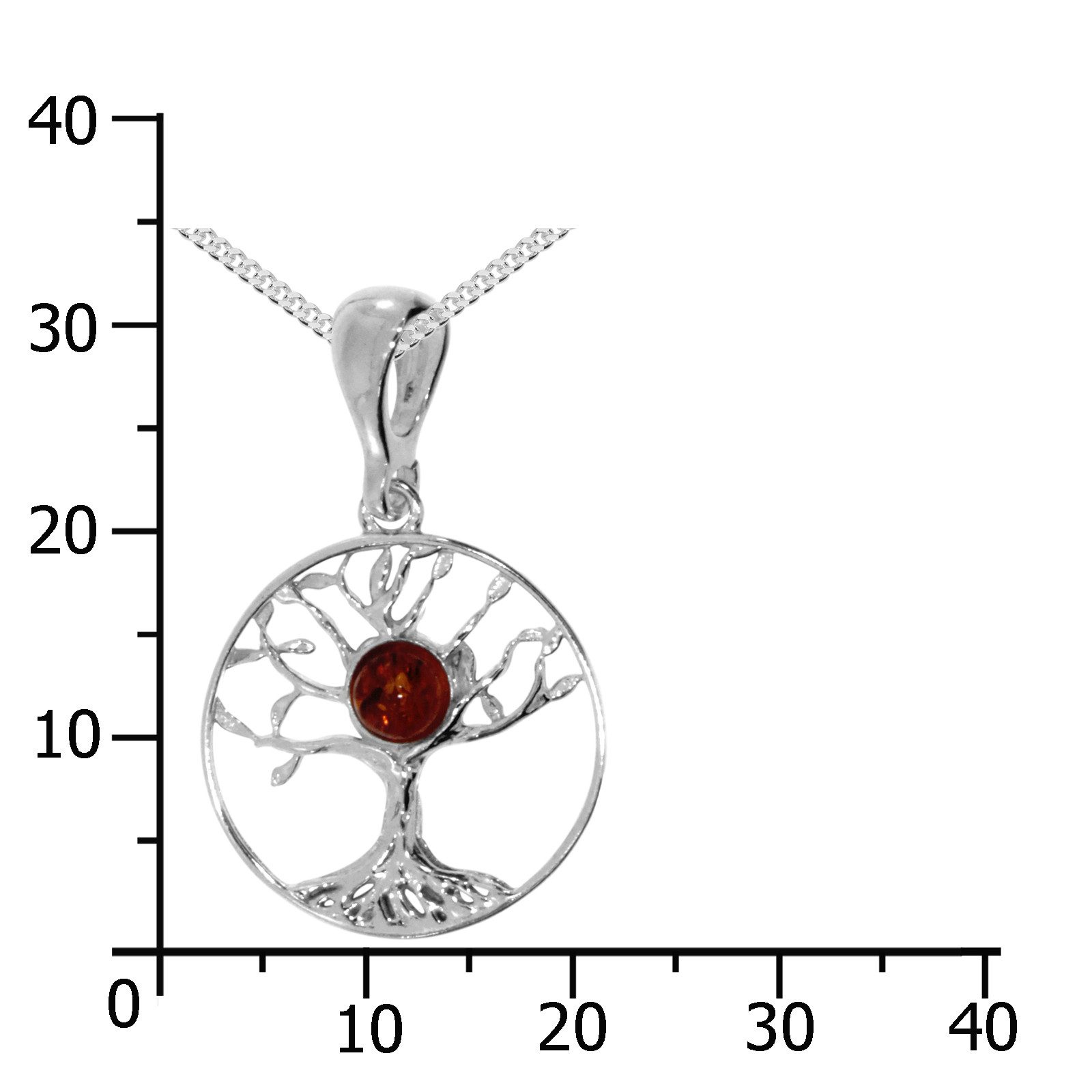 OSTSEE-SCHMUCK Kette mit Anhänger Ostsee-Schmuck Kette mit Anhänger Lebensbaum 20 mm (2-tlg)