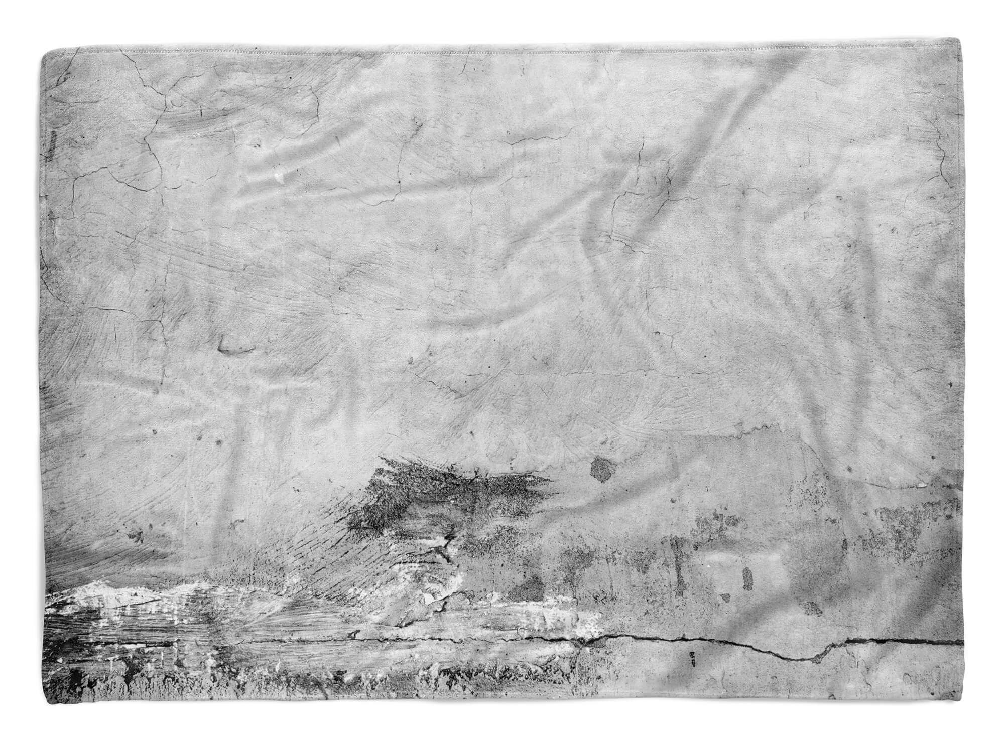 Sinus Art Handtücher Handtuch Strandhandtuch Saunatuch Kuscheldecke mit Fotomotiv Wandstruktur Grau Beton, Baumwolle-Polyester-Mix (1-St), Handtuch