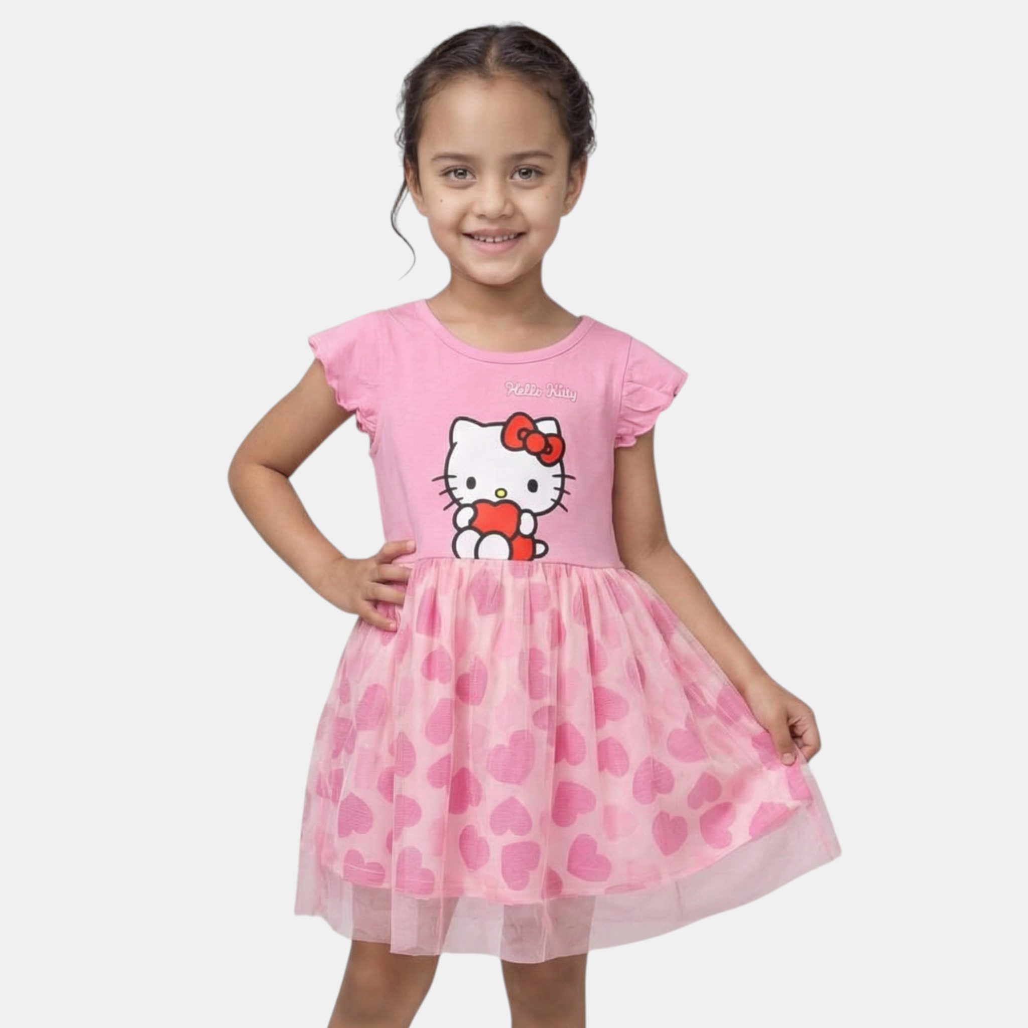 Hello Kitty Sommerkleid HELLO KITTY Kinder Mädchen Sommerkleid Kleid 100% Baumwolle, Gr. 92 bis 116