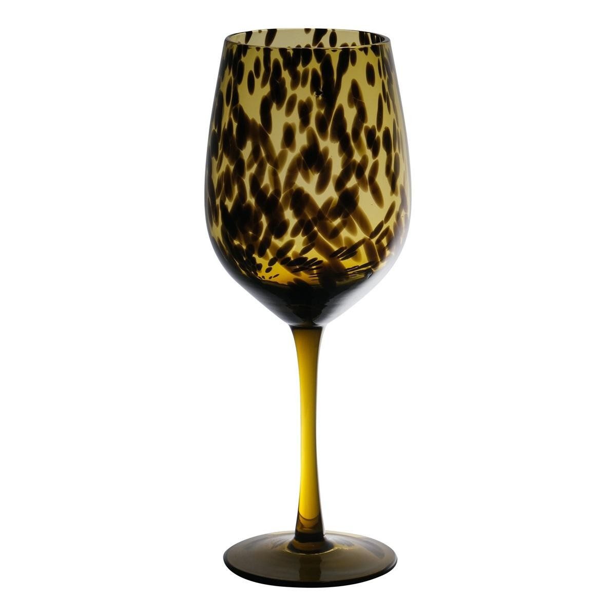 INNA-Glas Weinglas Glas RUSSELL, Leopardenmuster, braun-klar, 22,5cm, Ø8cm, Glas