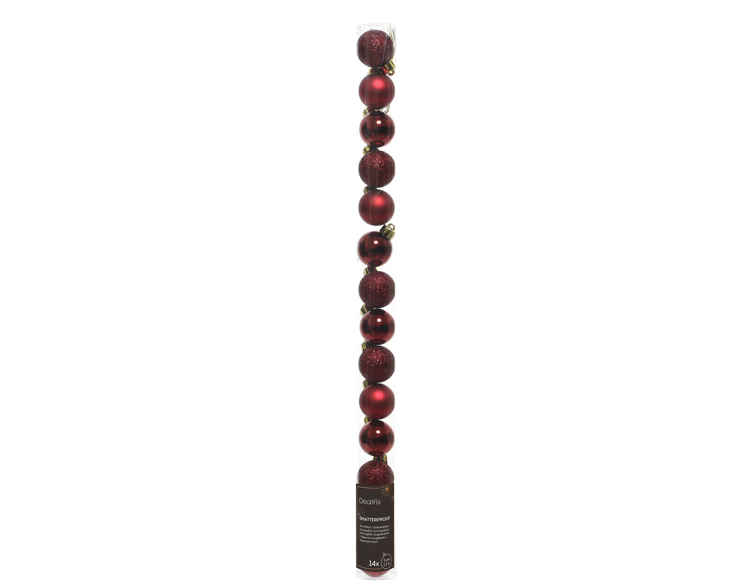 Kaemingk Weihnachtsbaumkugel, Weihnachtskugeln Kunststoff 3cm 14er Set - Ochsenblut
