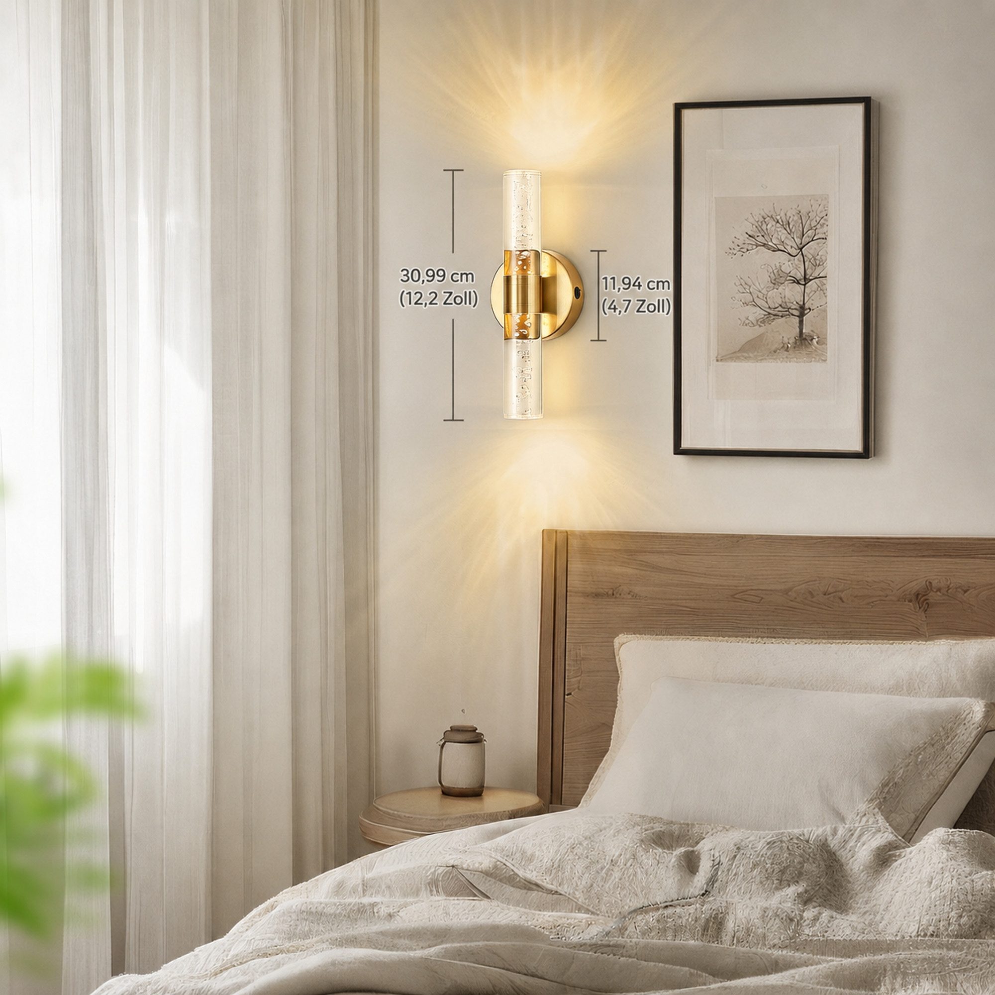 LOHAS-LED LED Wandleuchte 2er-Set aus Metall & Acryl im Bubble Design mit Akku-Betrieb, LED fest integriert, Warmweiß bis Kaltweiß + RGB-Farben, dimmbar, ideal für Schlafzimmer, Wohnzimmer & Flur