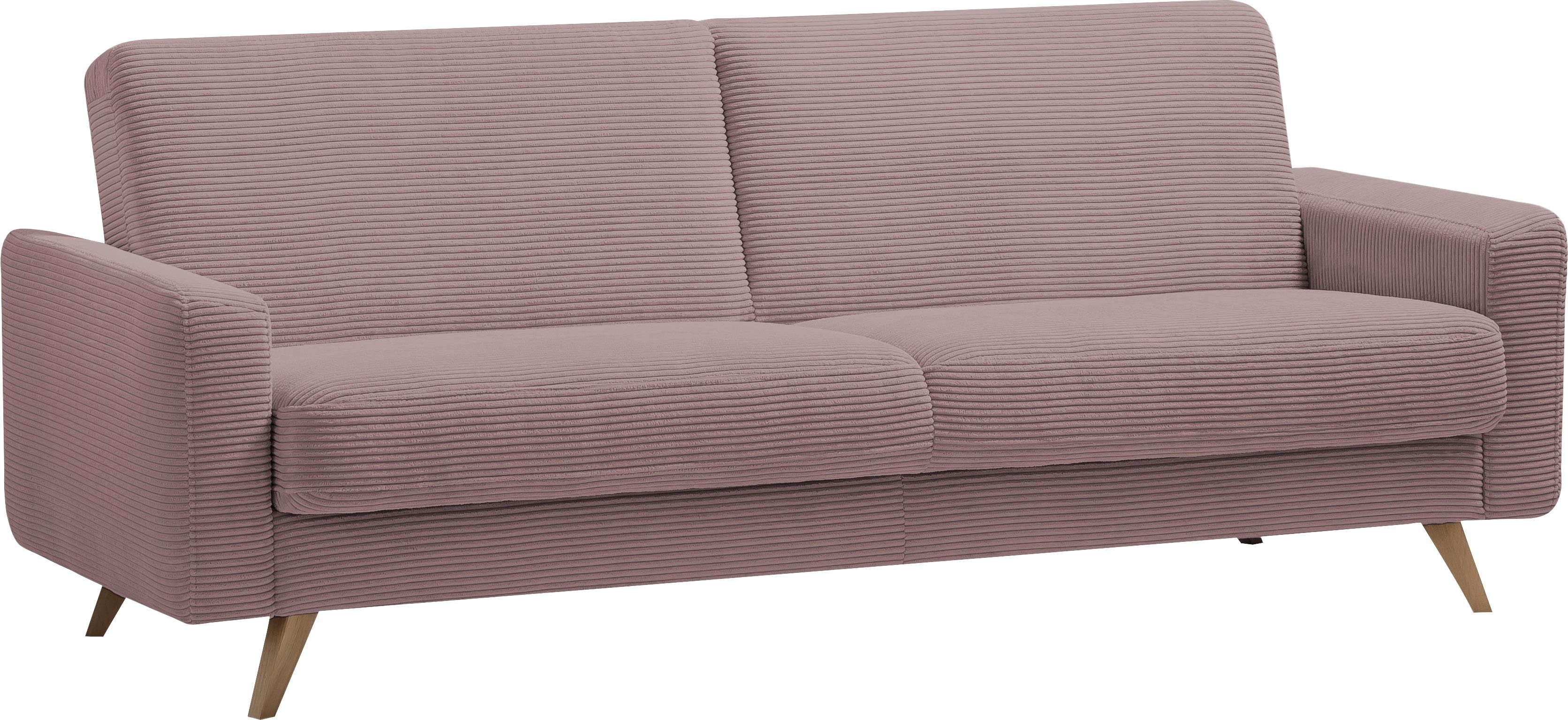 exxpo - sofa fashion 3-Sitzer Inklusive Bettfunktion rose Samso, old Bettkasten und
