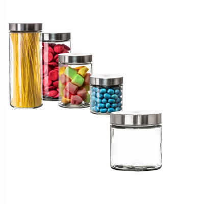 BigDean Vorratsdose »Vorratsglas 0,85 Liter Glas Schraubglas Lebensmittelglas Edelstahldeckel«, Glas, (1-tlg)