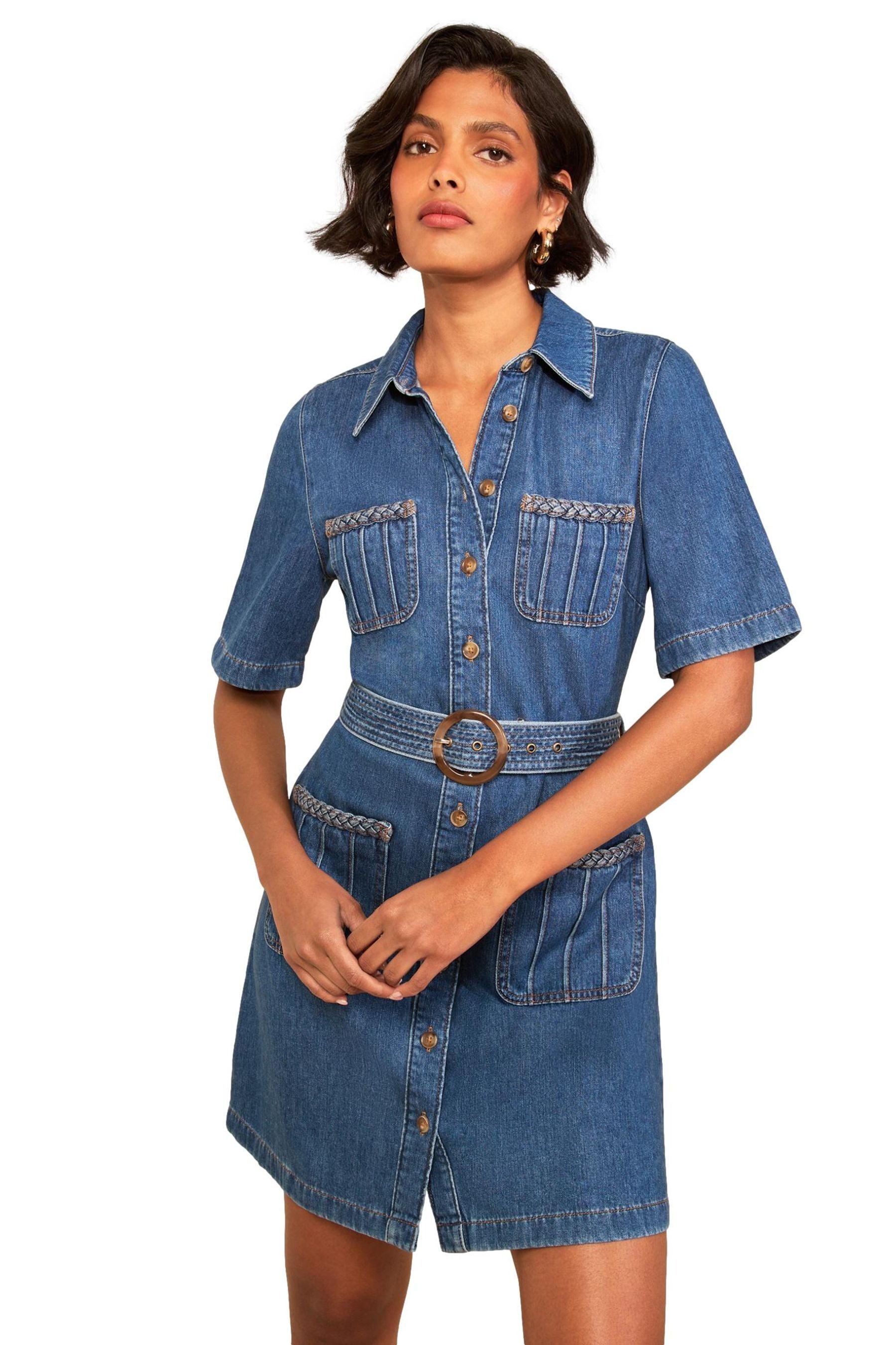 Love & Roses Jeanskleid Love & Roses Kurzärmeliger Denim-Playsuit, Gürtel (1-tlg)