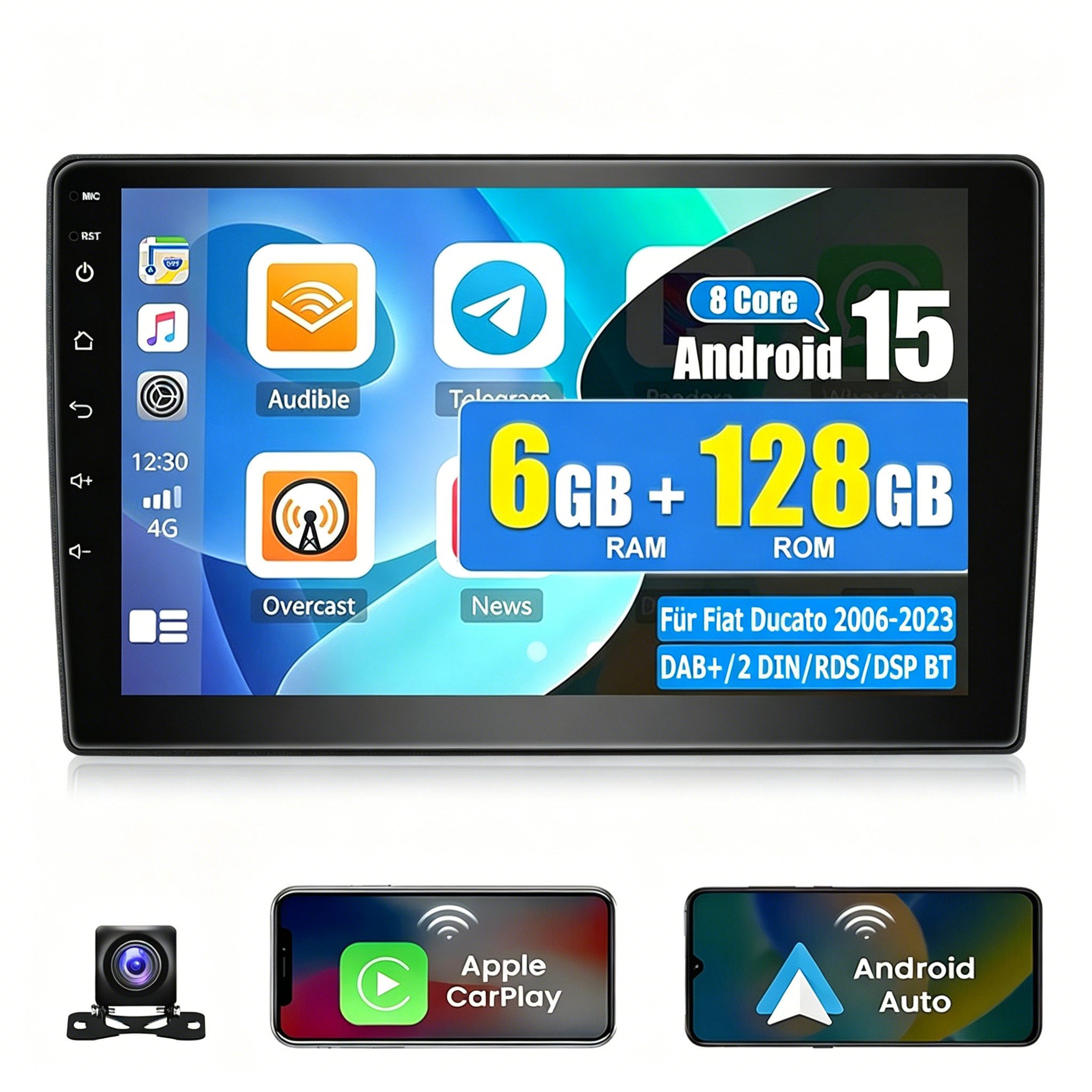 ESSGOO DAB+ Für Fiat Ducato 2006-23 6+128G Android 15 Carplay 4G WIFI GPS Autoradio (RDS, 6GB+128GB, 4G LTE, Digitalradio (DAB), FM, AM, Carplay Android Auto Bluetooth EQ USB GPS Navi WIFI Touchscreen)