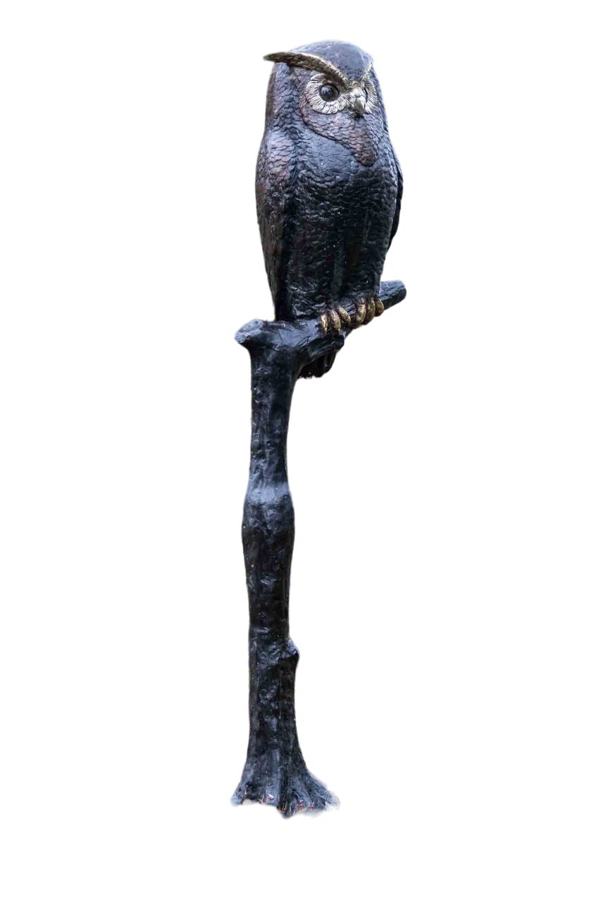 IDYL Gartenfigur IDYL Bronze-Skulptur Eule auf Stamm, Bronze