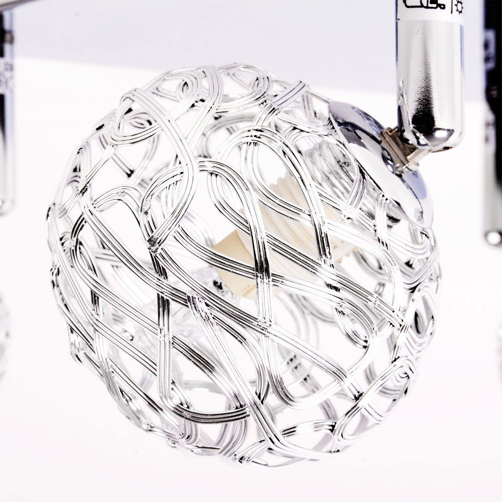 GLOBO LIGHTING LED Deckenleuchte, Leuchtmittel nicht inklusive, Deckenleuchte Kugeln chrom Wohnzimmerlampe Deckenlampe Geflecht