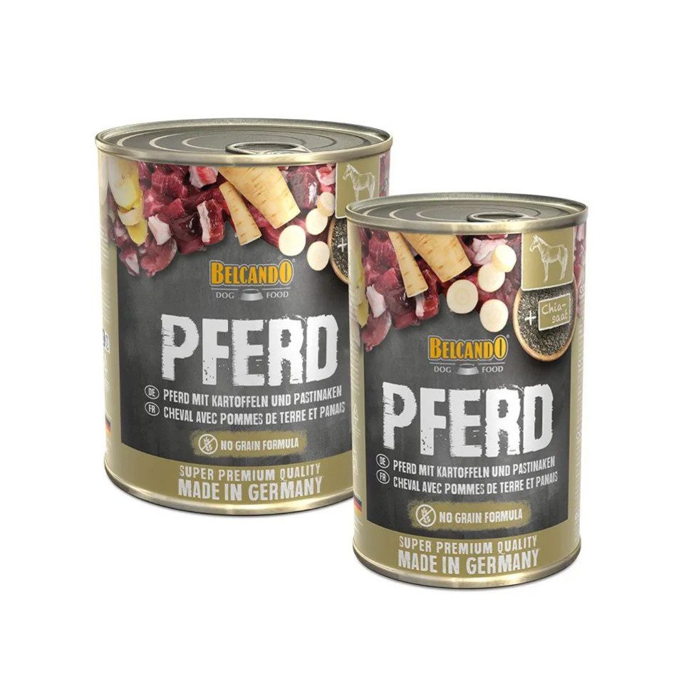 Belcando Pferd - hochwertiges, getreidefreies Nassfutter für sensible Hunde 6x400g, Nassfutter für: Hunde