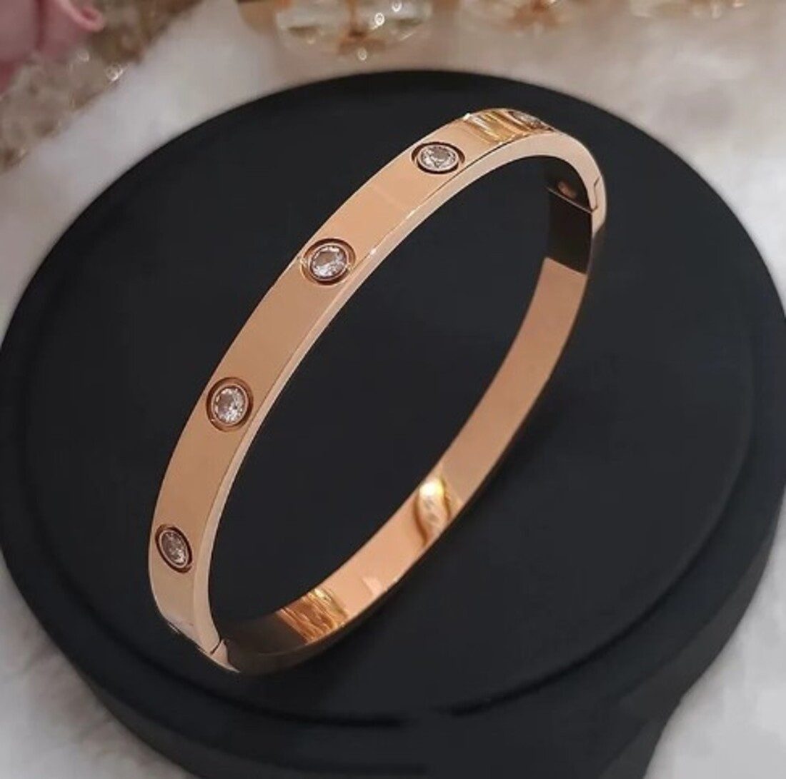 Lale Collection® Armreif Edelstahl-Armreif Strass Accessoire Gold Silber Sc günstig online kaufen