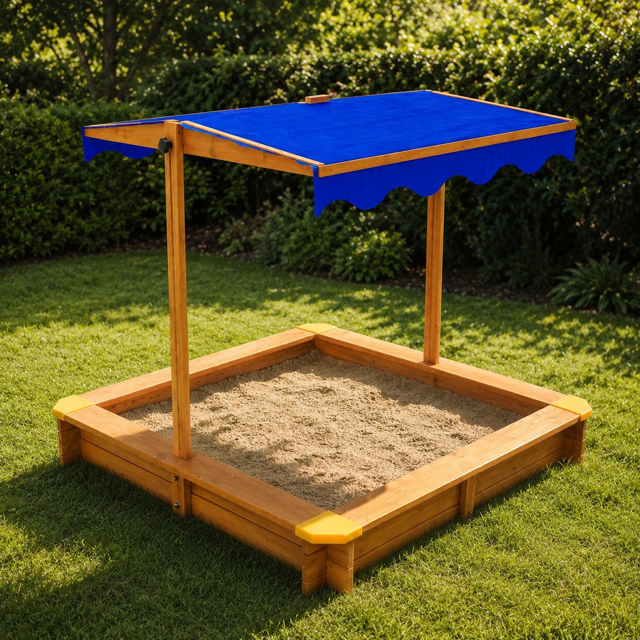 HAGO Sandkasten Sandbox Sandkiste Spielplatz Buddelkasten Sandspielplatz, (mit Dach), UV50, Neigbar, Höhenverstellbar, Abgerundete Ecken, Bodenvlies