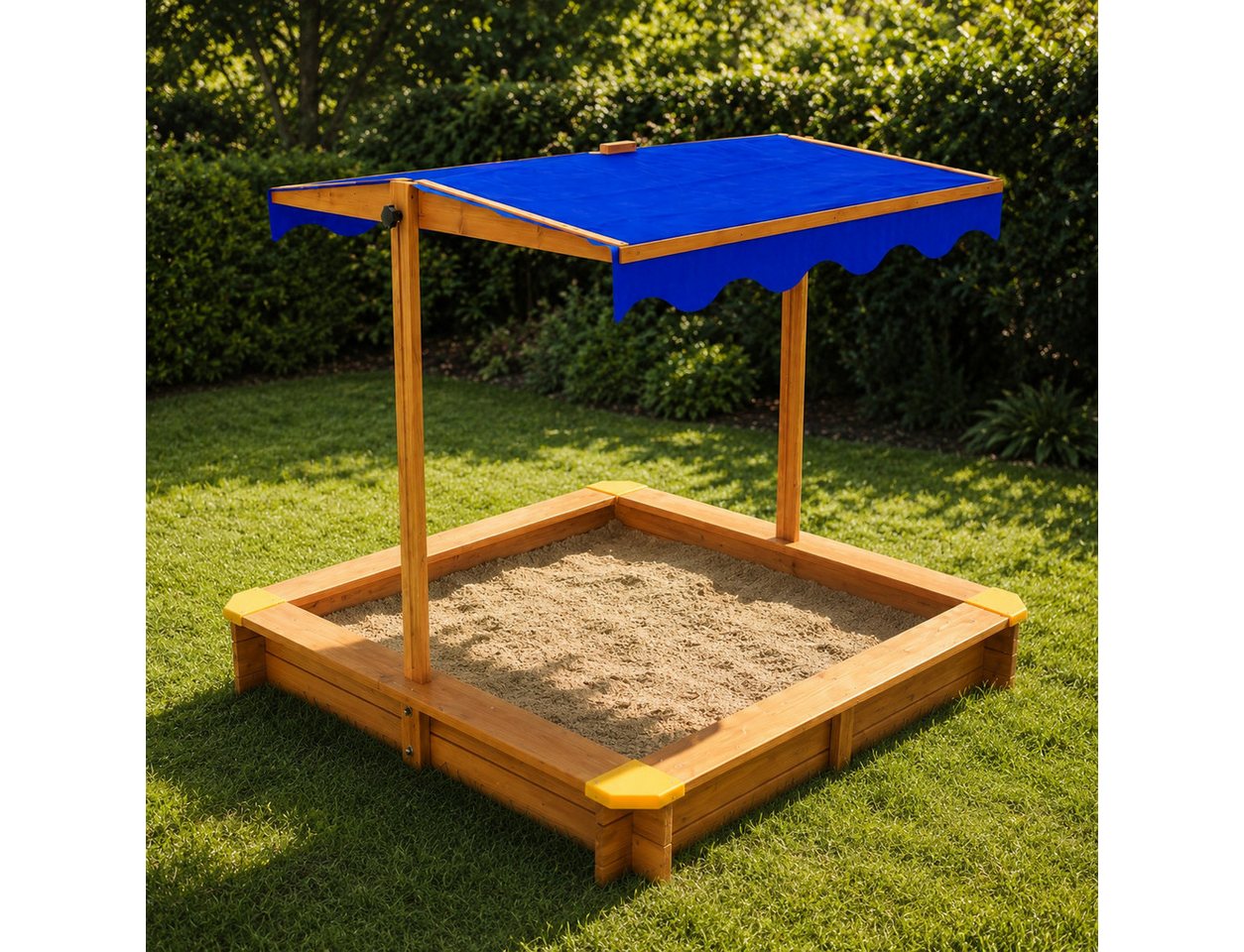 HAGO Sandkasten Sandbox Sandkiste Spielplatz Buddelkasten Sandspielplatz, (mit Dach), UV50, Neigbar, Höhenverstellbar, Abgerundete Ecken, Bodenvlies