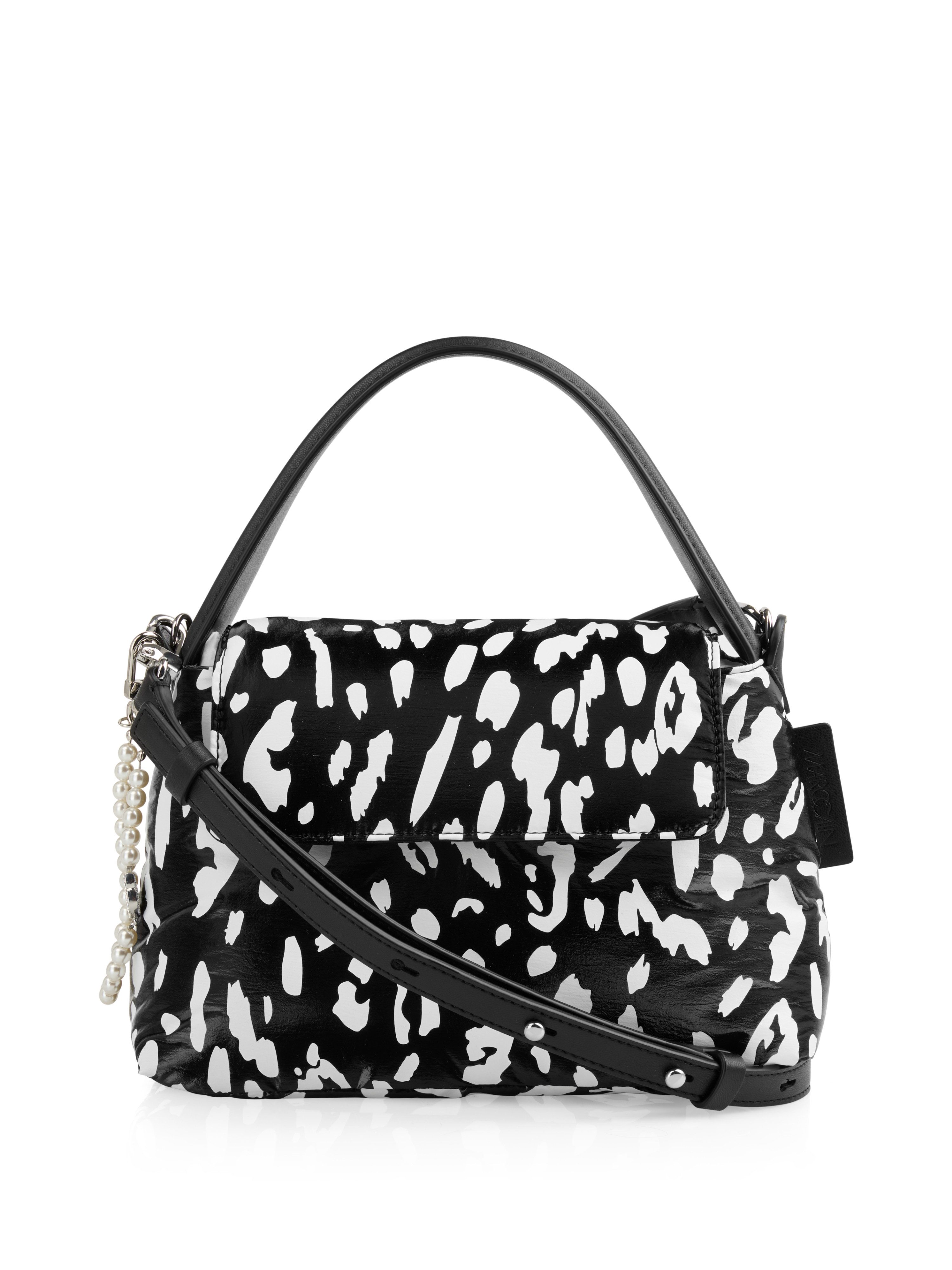 Marc Cain Schultertasche, Damen Umhängetasche, Handtasche mit Zierkette und Anhänge