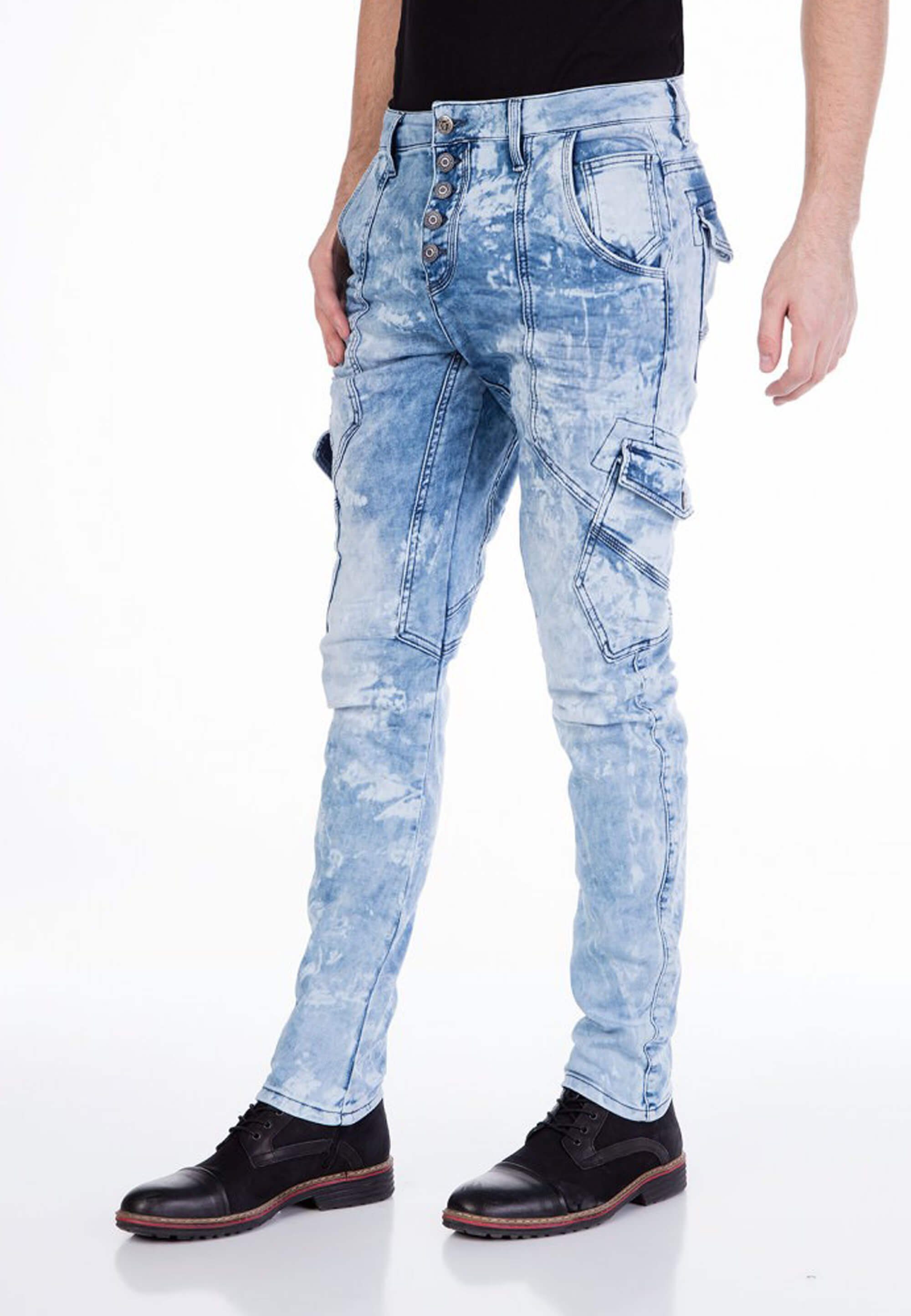 mit Cipo Slim-fit-Jeans Seitentaschen & Baxx