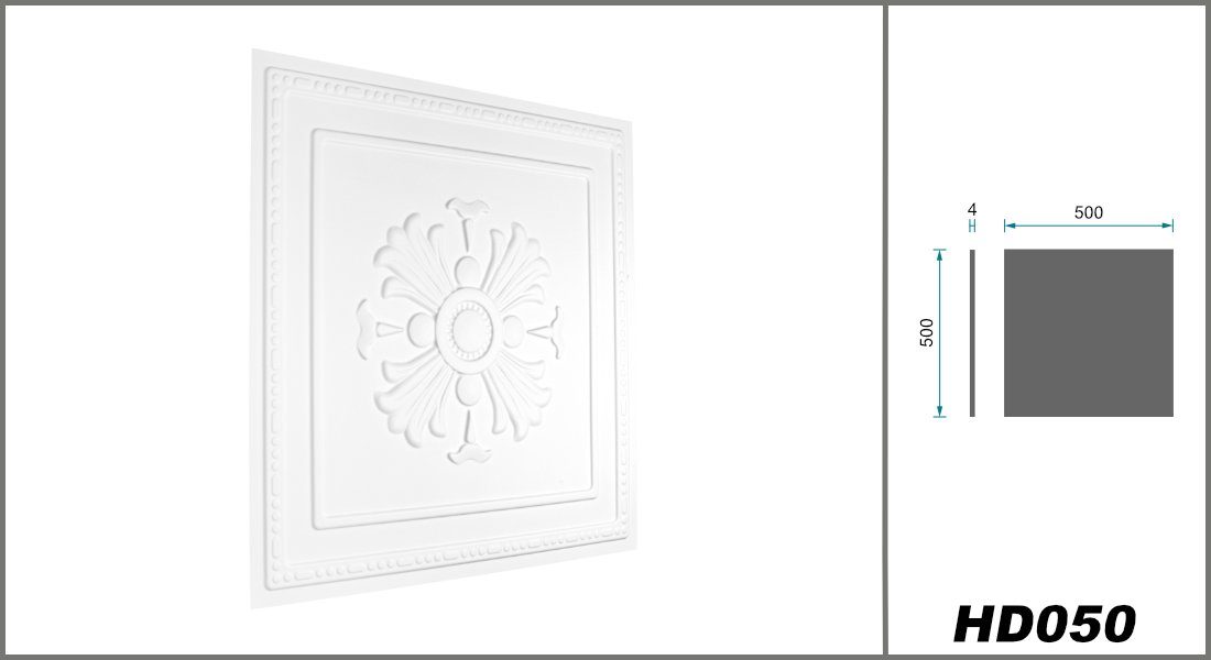 Hexim Wanddekoobjekt HD050 (PVC Kunststoff - weiße Wandverkleidung mit 3D Optik - Blumen Motive (2 qm 8 Platten) Kinderzimmer Wandtattoos Platten)