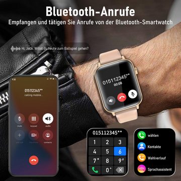 walkbee Smartwatch Fitness Tracker Uhr für Damen Herren mit Telefonfunktion Watch (5 cm/1.96 Zoll Full-Touch Zoll) IP67 Wasserdicht Fitness Uhr,Frauengesundheit,Fitness Tracker mit Schrittzähler, Always-on-Screen-Funktion, Sportuhren mit Herzfrequenzmessung, Blutsauerstoffmessung,2 Austauschbare Armbänder.