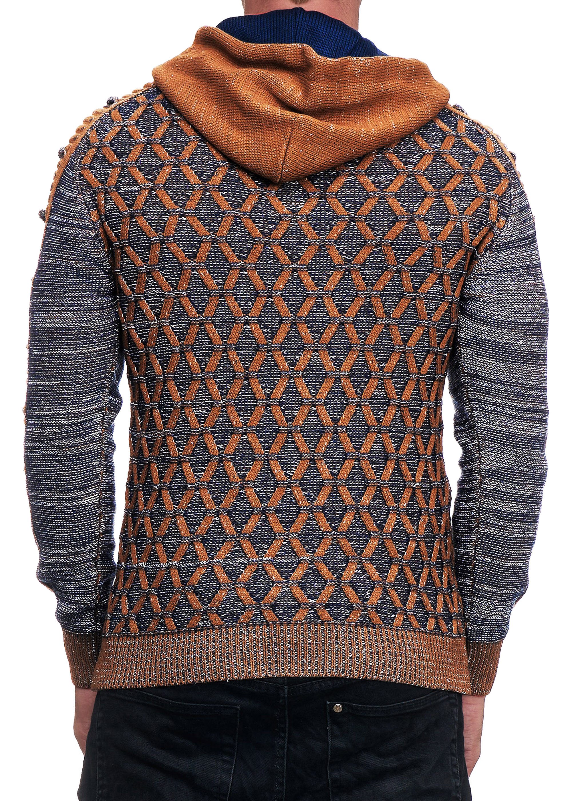 R-NEAL Kapuzenpullover Kontrast Streetwear Kapuzenpullover Grobstrick Pullo günstig online kaufen