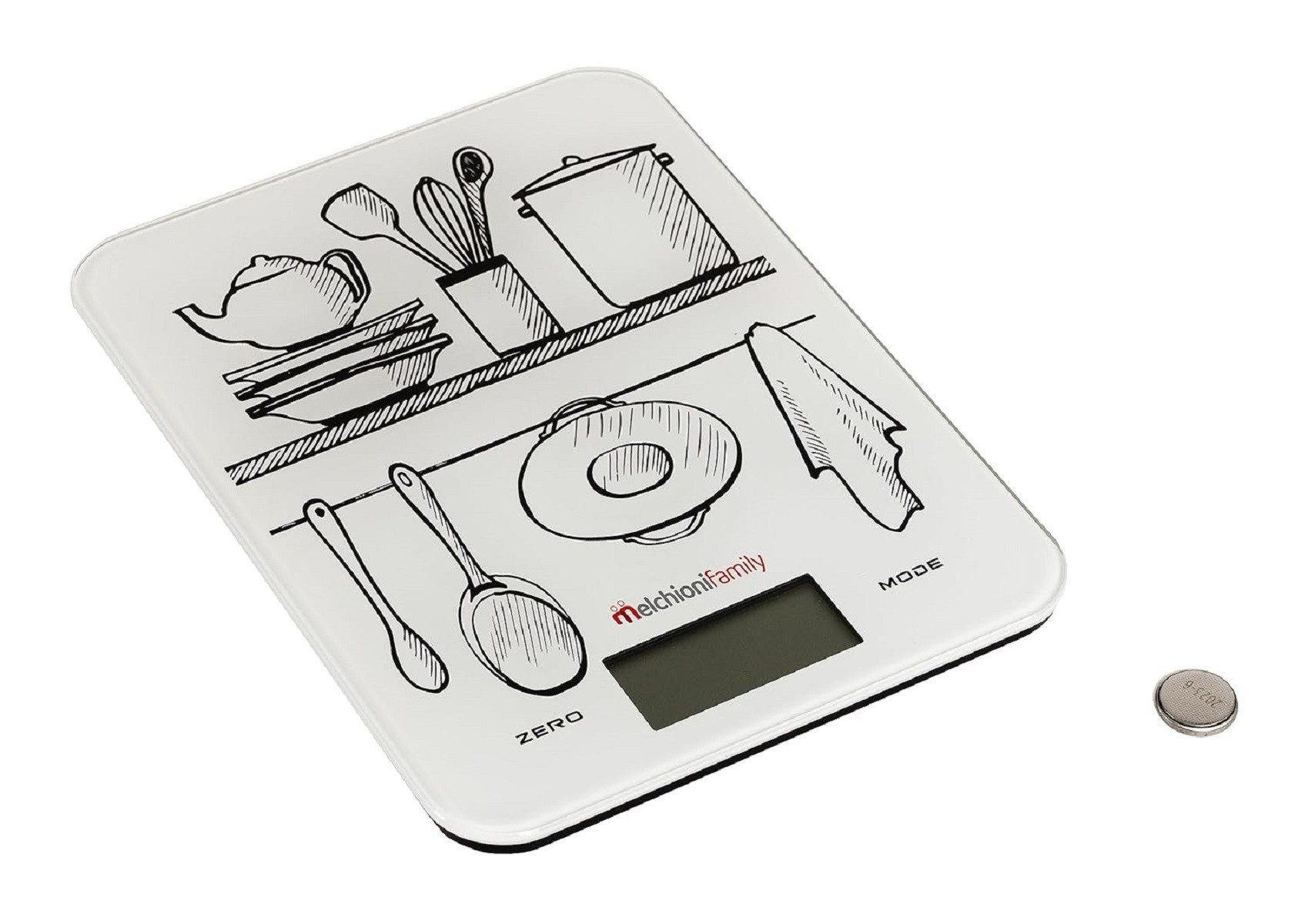 Melchioni Küchenwaage Digitale Küchenwaage 8 kg Kapazität, Ultrathin Design LCD-Display