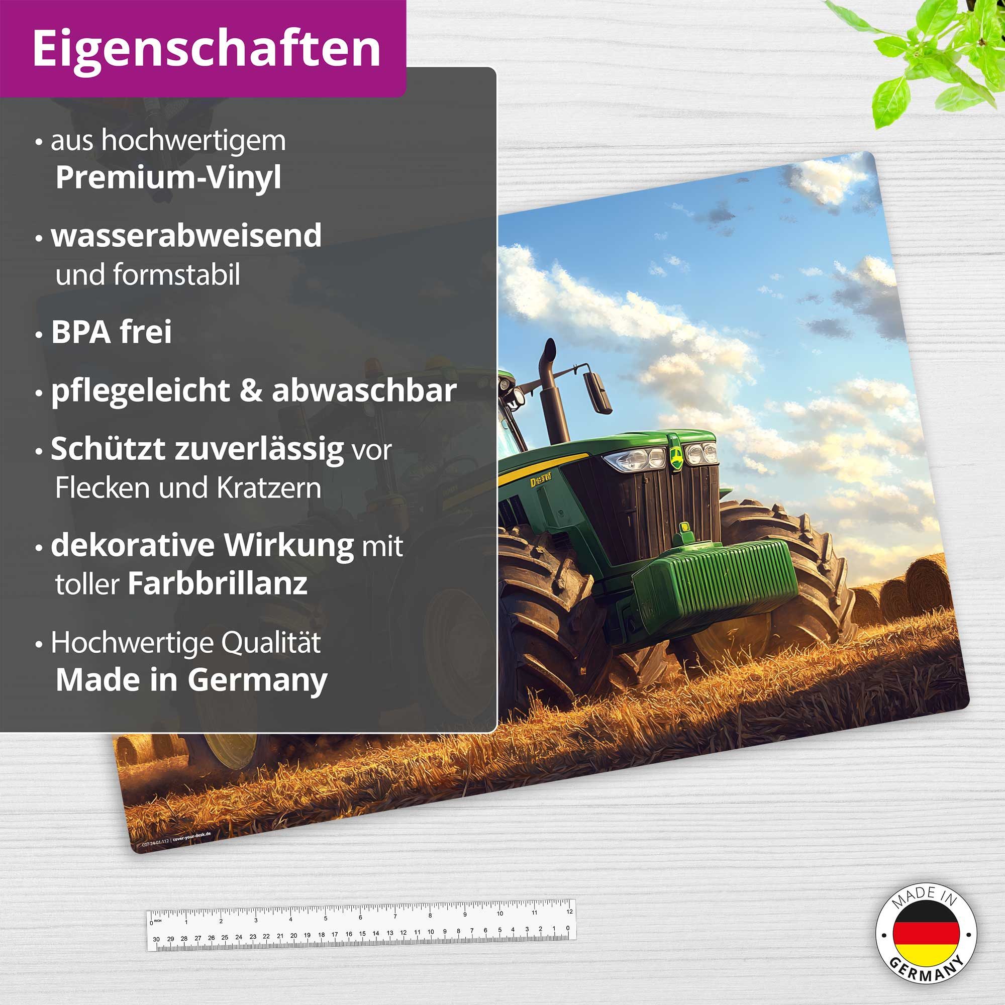 cover-your-desk.de Schreibtischunterlage abwaschbar - Traktor - aus premium Vinyl - Made in Germany, (1 tlg)