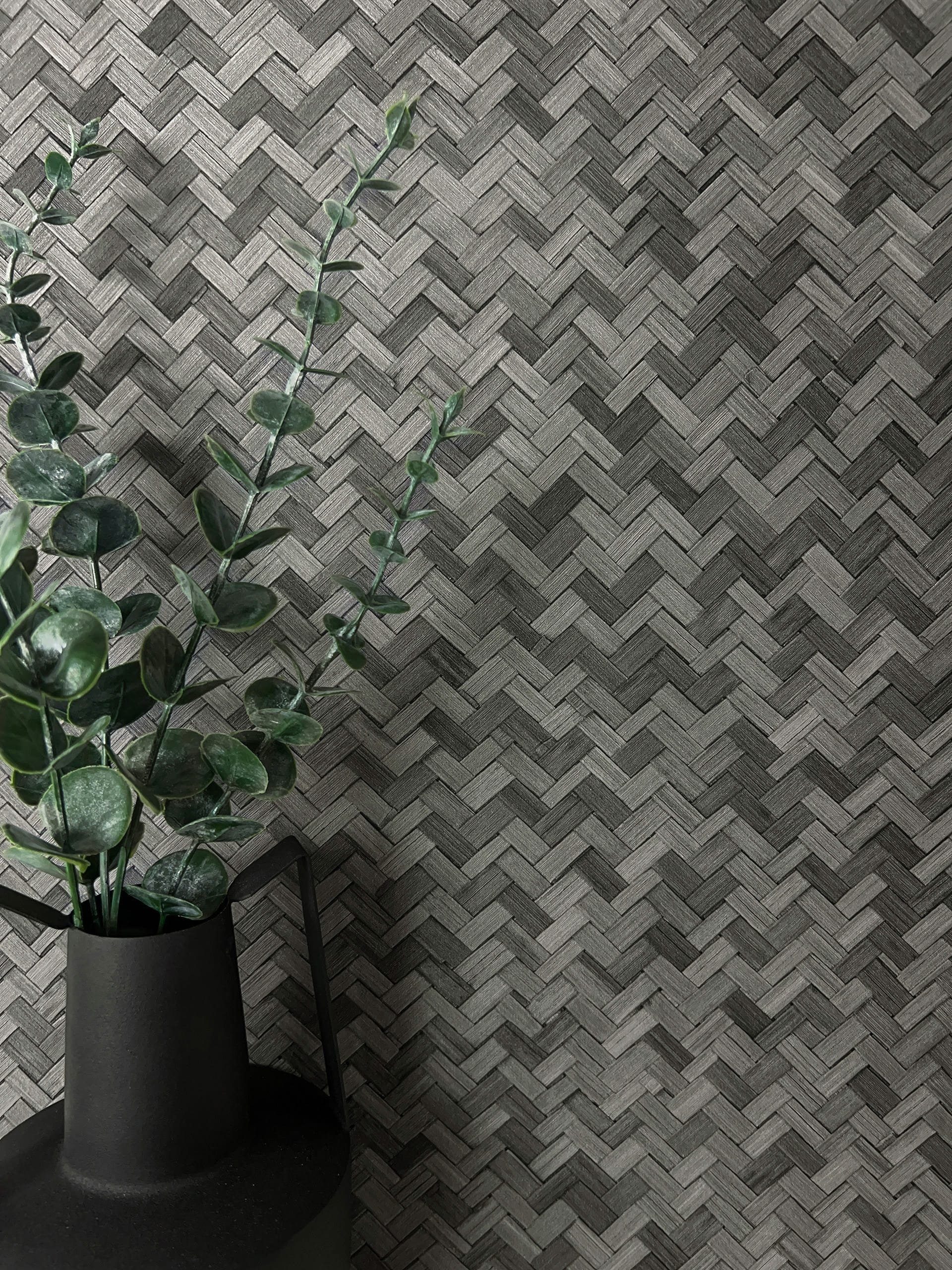 Newroom Vliestapete, Anthrazit Tapete Boho Rattan günstig online kaufen